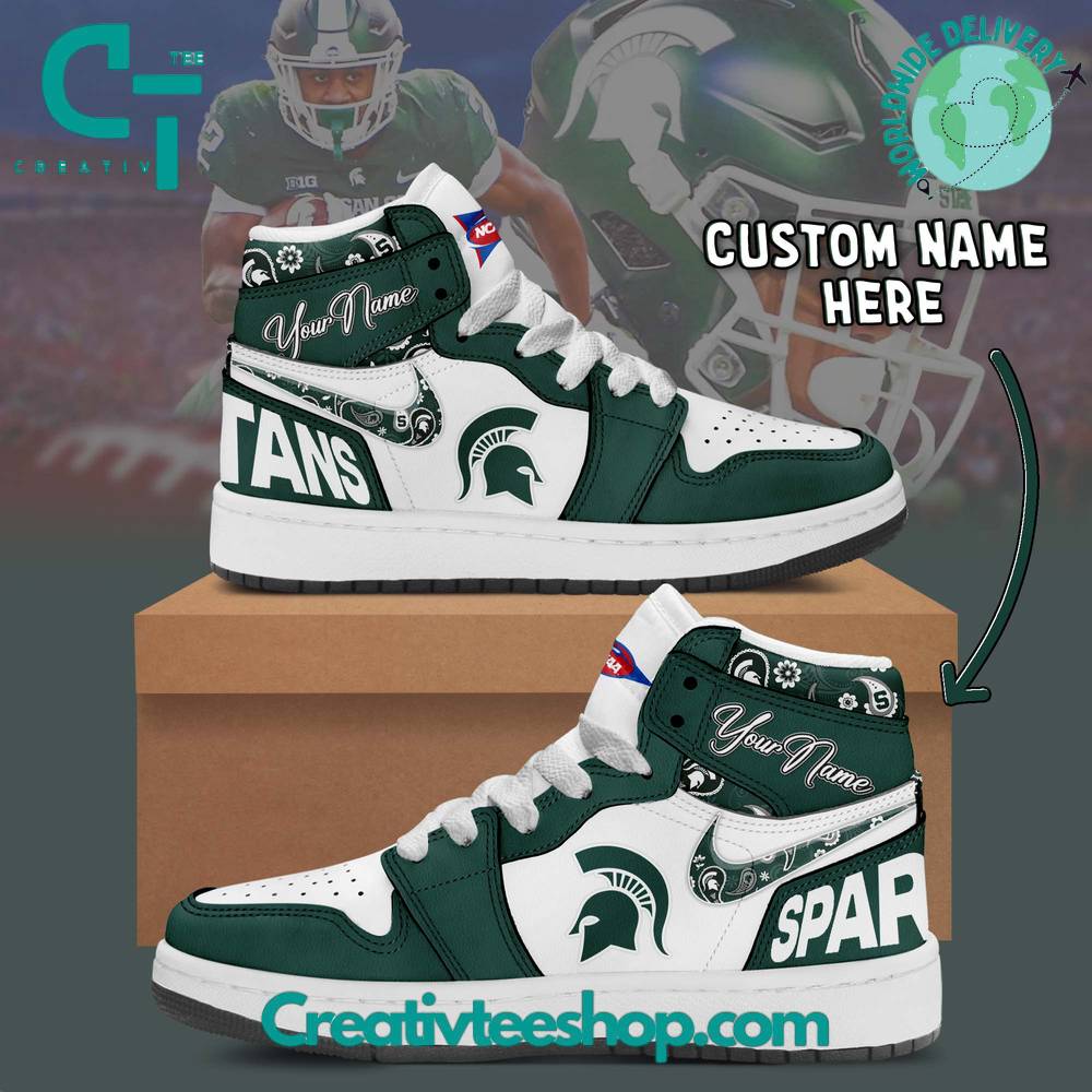 Ideafootwear Michigan State Spartans AJ1 High Sneakers Shoes For Men And Women 1