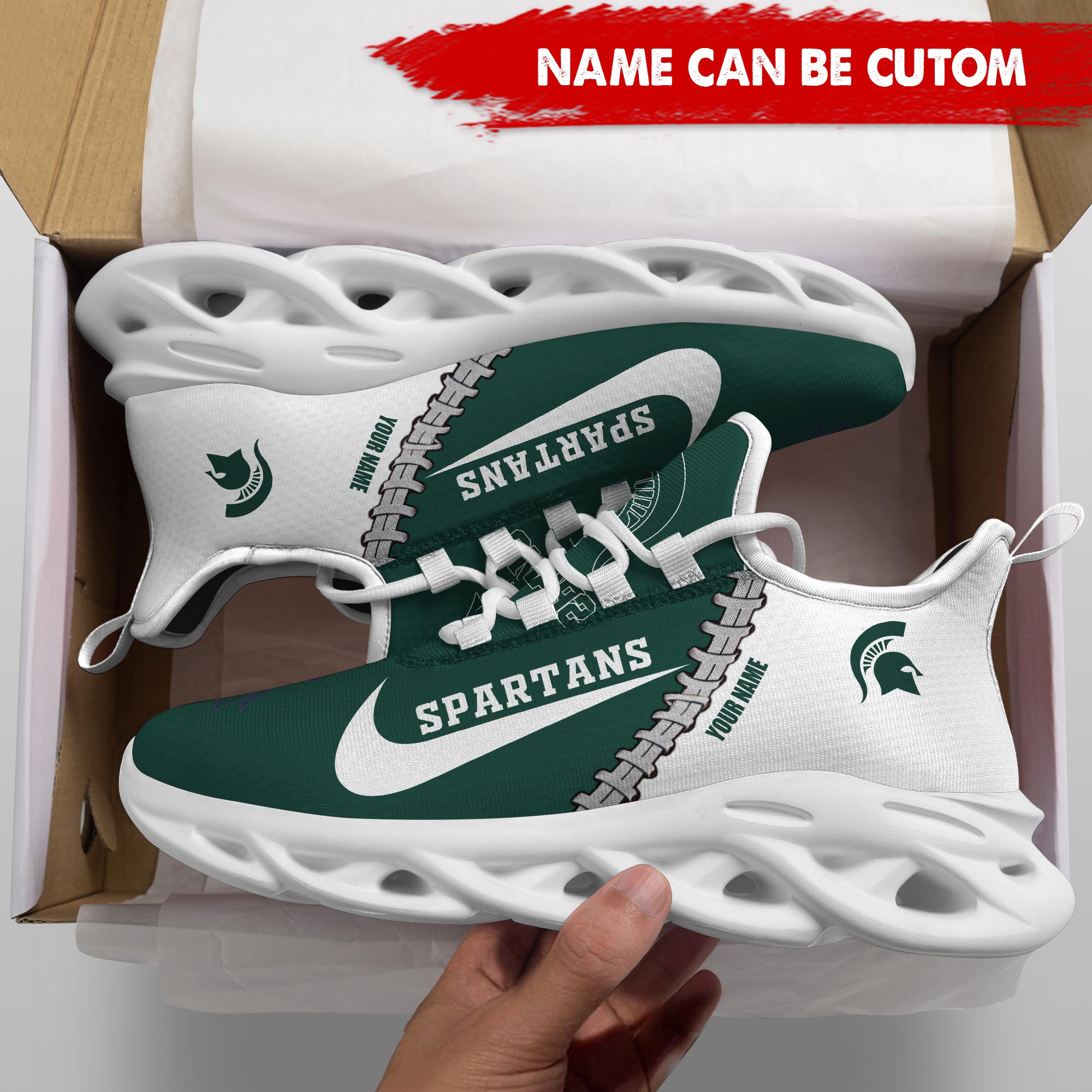 Ideafootwear Michigan State Spartans Max Soul Shoes Sneakers For Men And Women 1