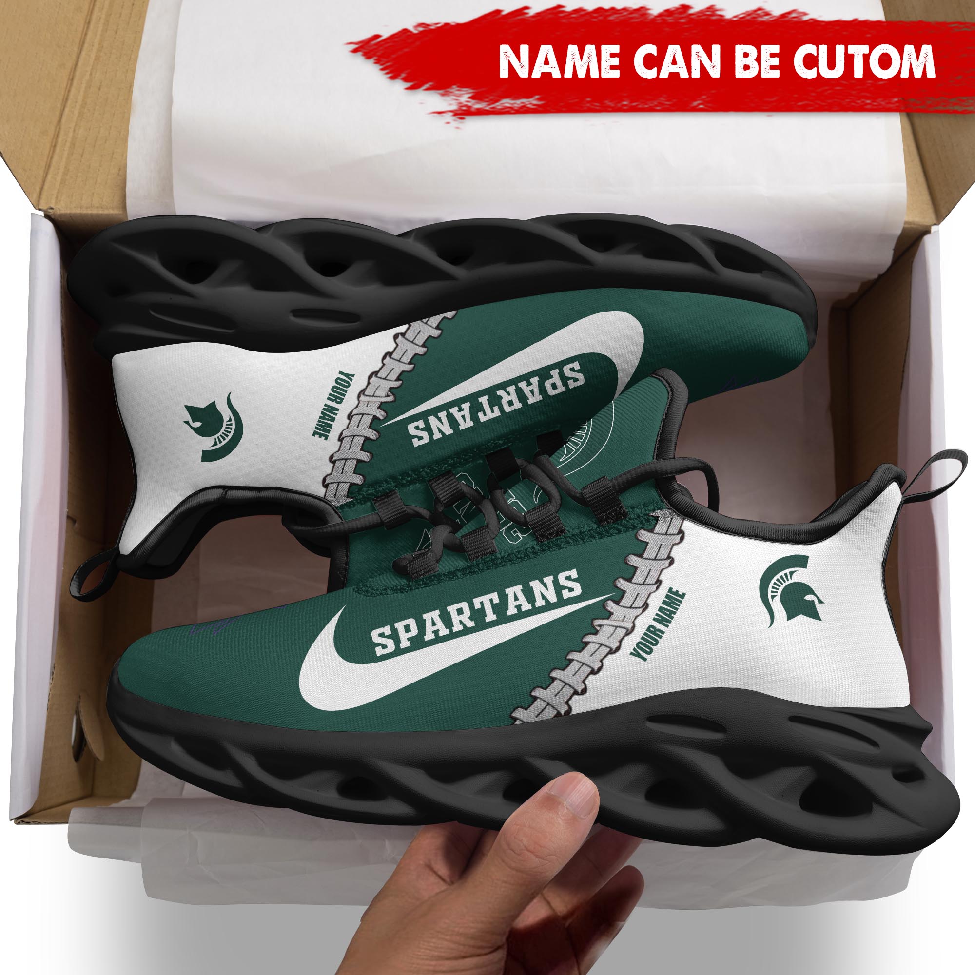 Ideafootwear Michigan State Spartans Max Soul Shoes Sneakers For Men And Women 1