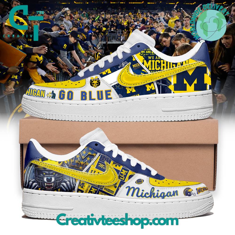 Ideafootwear Michigan Wolverines Air Low-Top Sneakers Shoes For Men And Women 8
