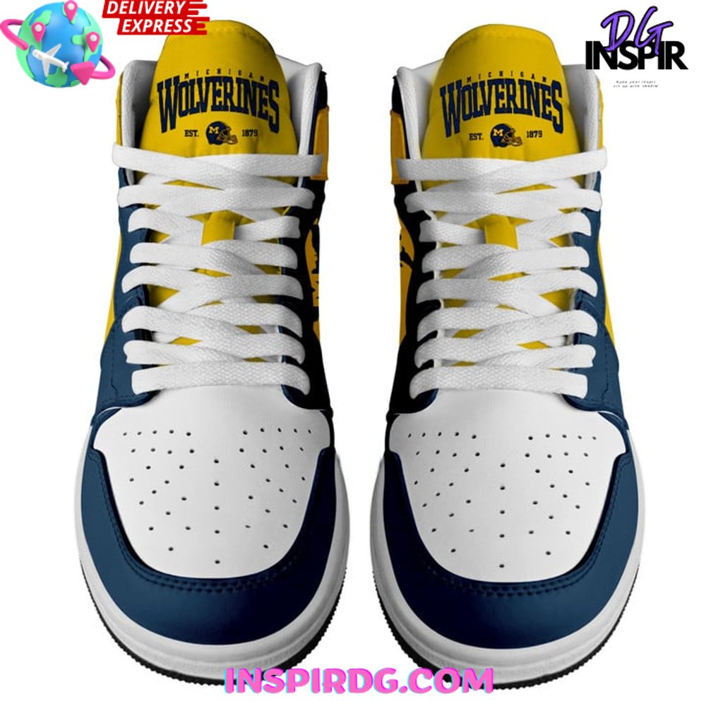 Ideafootwear Michigan Wolverines AJ1 High Sneakers Shoes For Men And Women 13