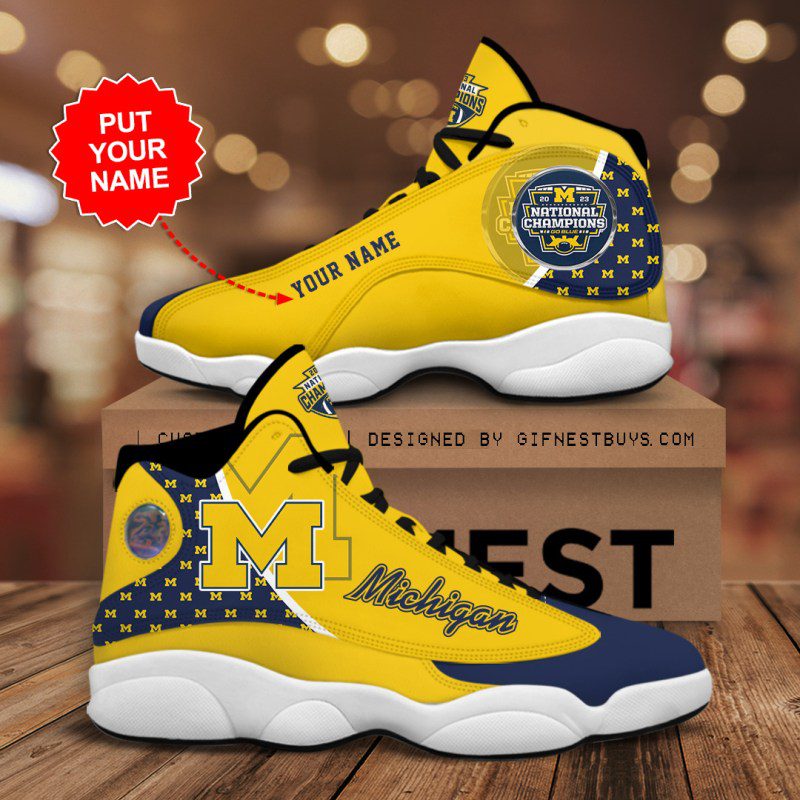 Ideafootwear Michigan Wolverines AJ13 Sneakers Shoes For Men And Women 3