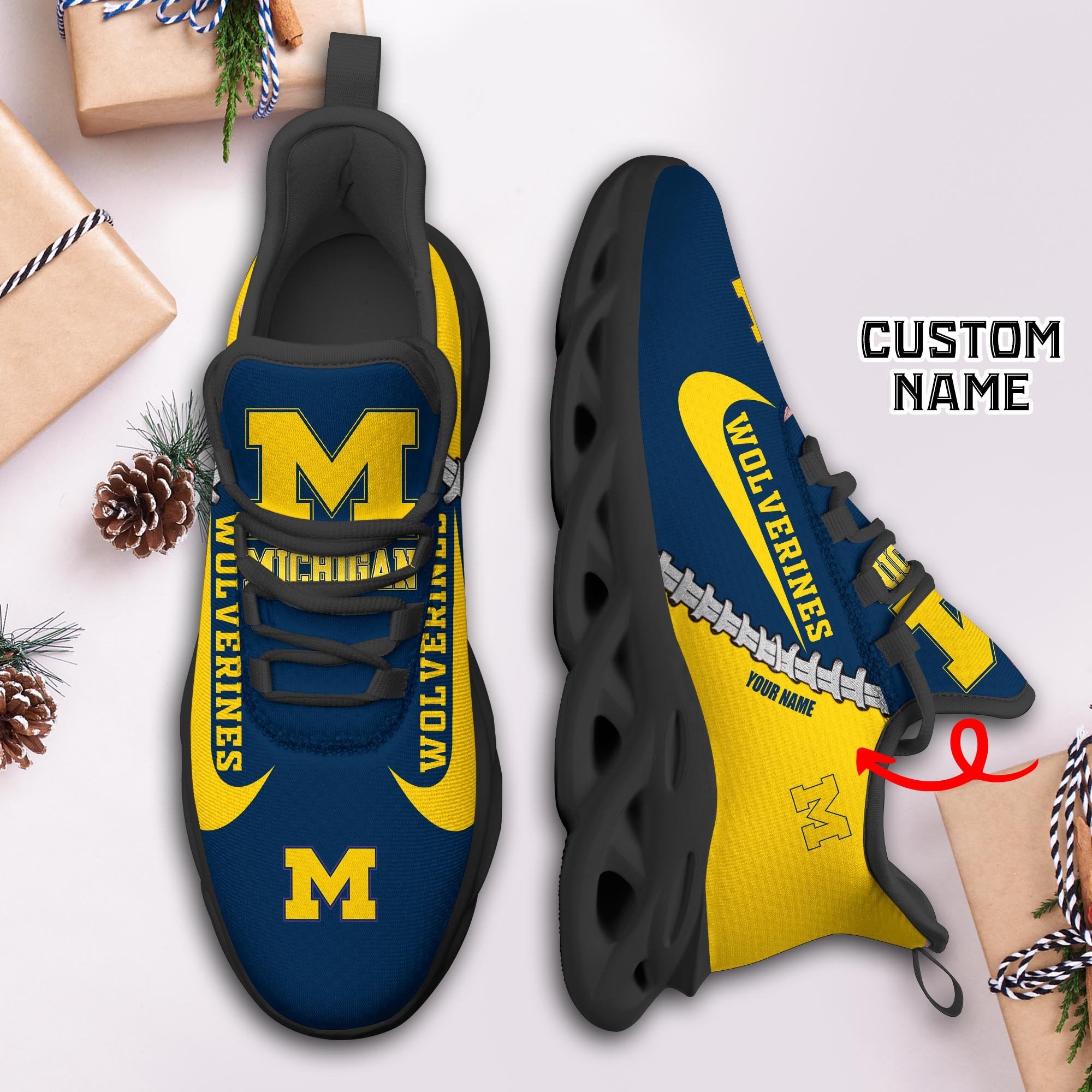 Ideafootwear Michigan Wolverines Max Soul Shoes Sneakers For Men And Women 12