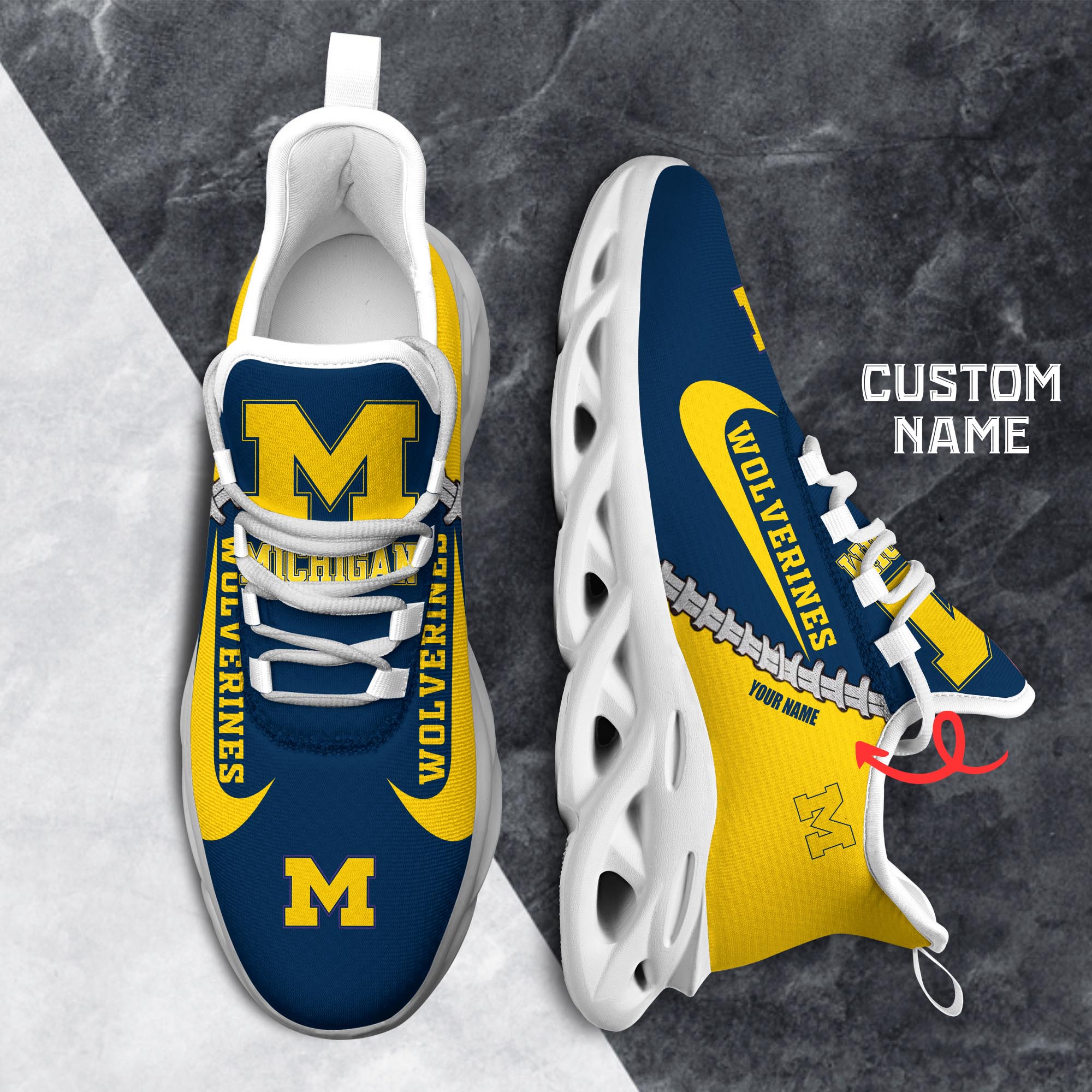 Ideafootwear Michigan Wolverines Max Soul Shoes Sneakers For Men And Women 12