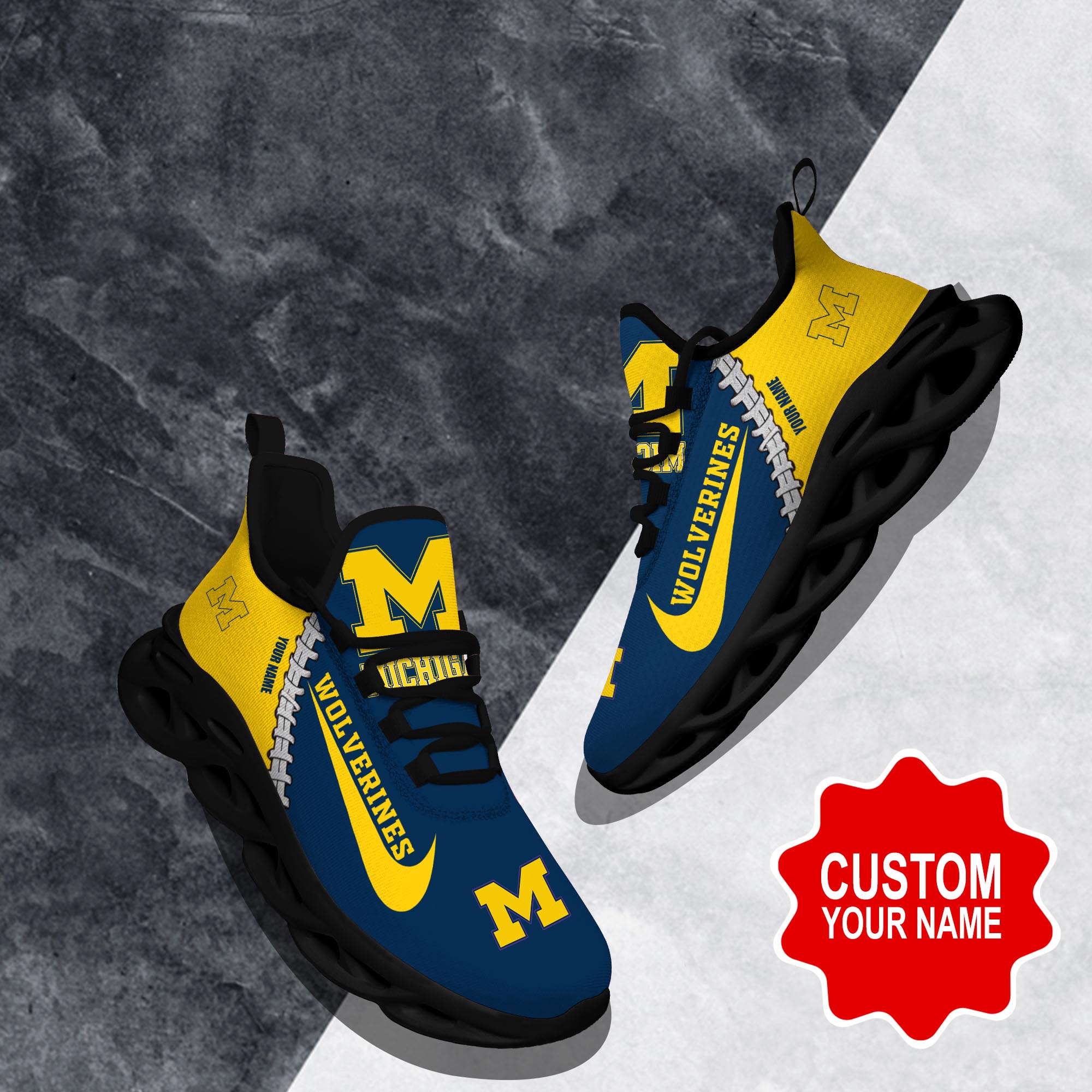 Ideafootwear Michigan Wolverines Max Soul Shoes Sneakers For Men And Women 12