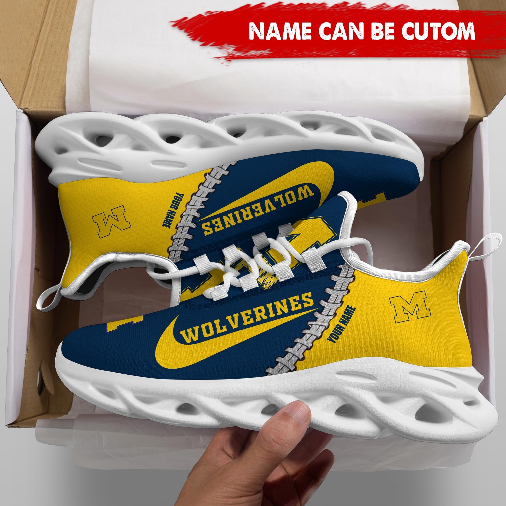 Ideafootwear Michigan Wolverines Max Soul Shoes Sneakers For Men And Women 12