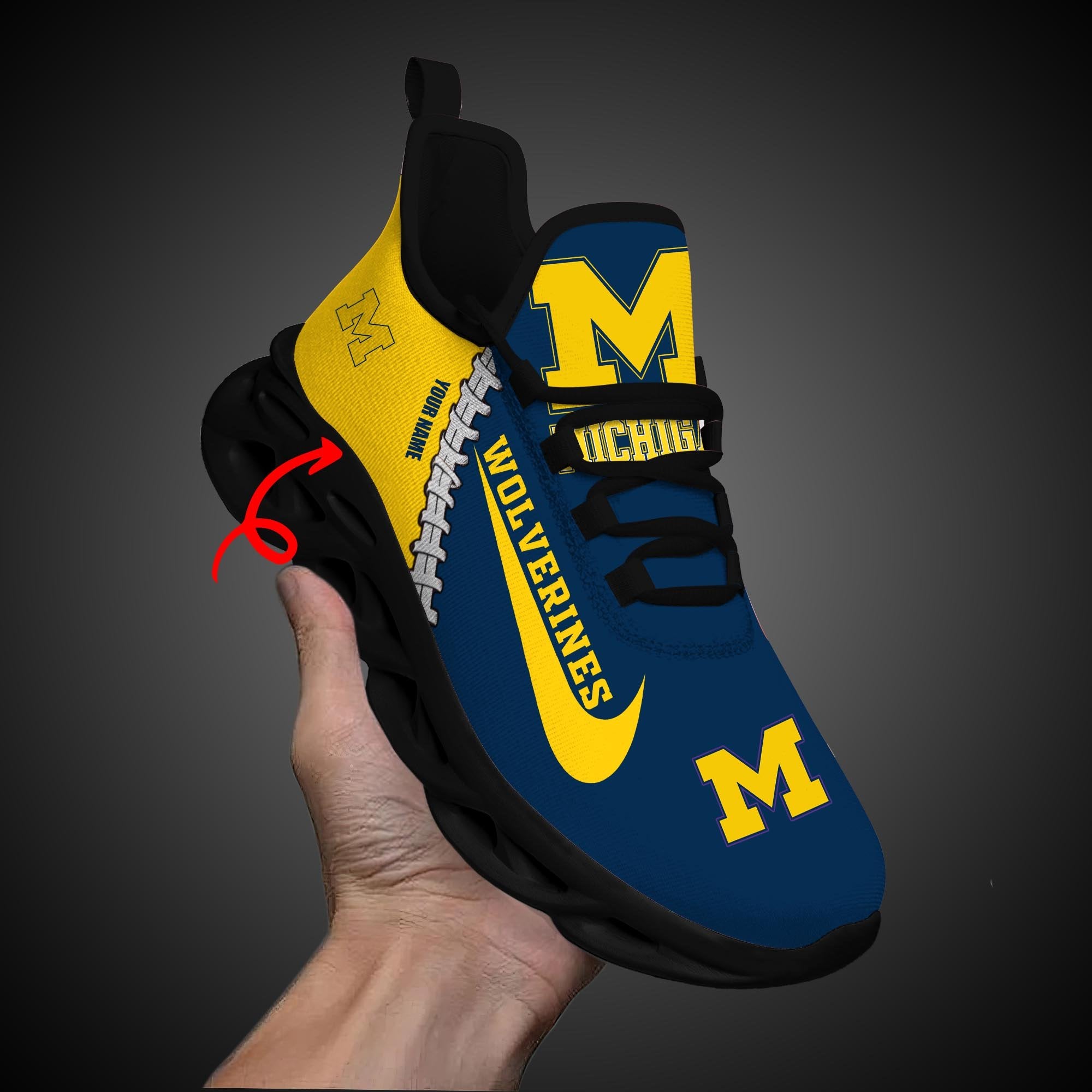 Ideafootwear Michigan Wolverines Max Soul Shoes Sneakers For Men And Women 12