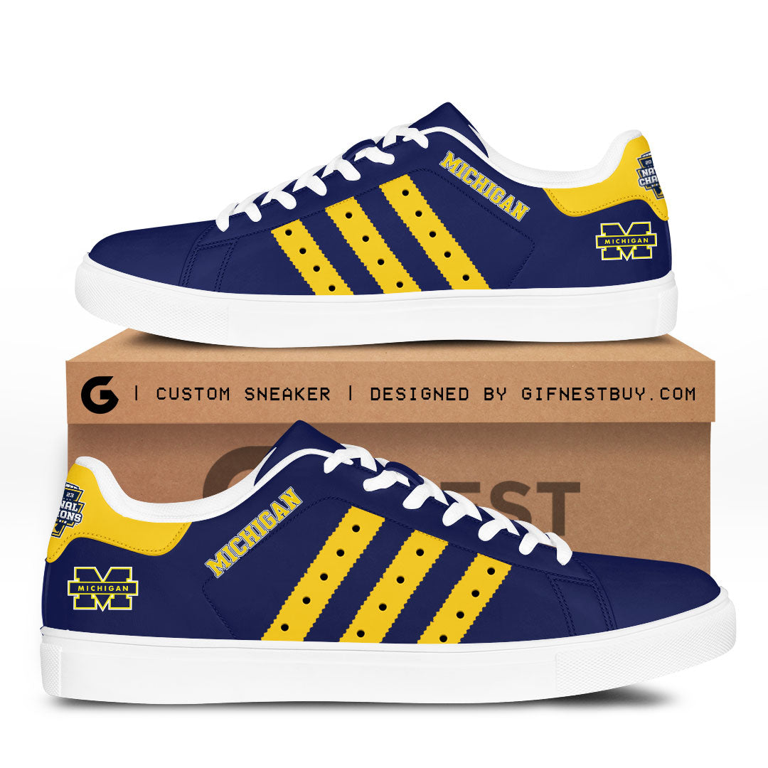Ideafootwear Michigan Wolverines Skate Stan Shoes Sneakes For Men And Women 6