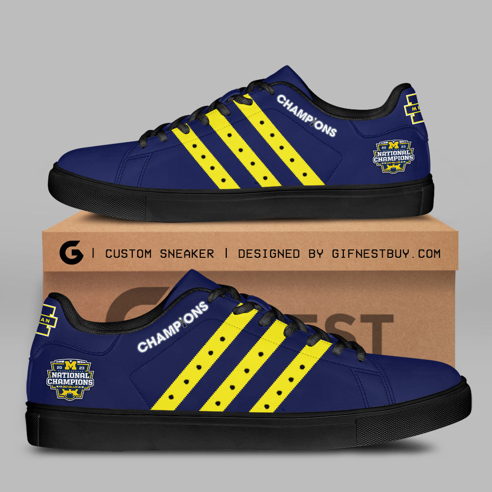 Ideafootwear Michigan Wolverines Skate Stan Shoes Sneakes For Men And Women 3