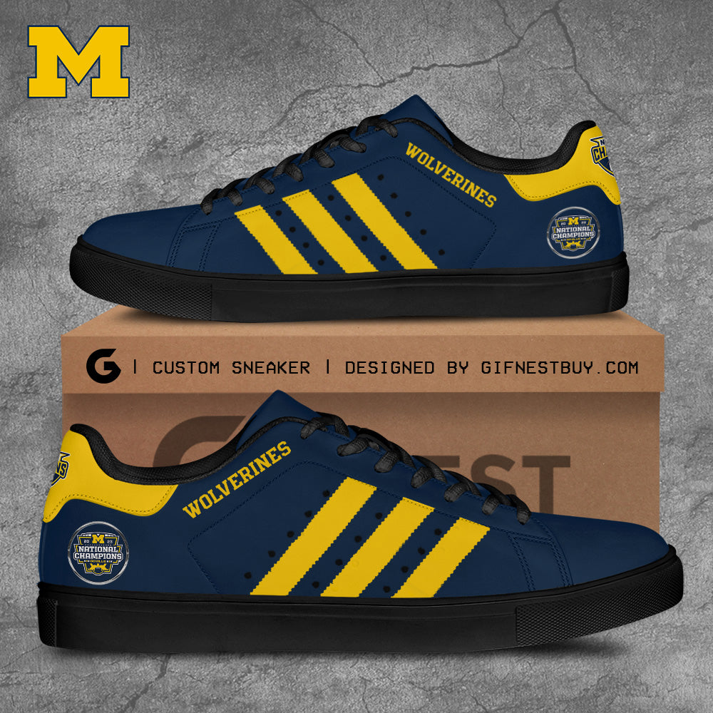 Ideafootwear Michigan Wolverines Skate Stan Shoes Sneakes For Men And Women 5