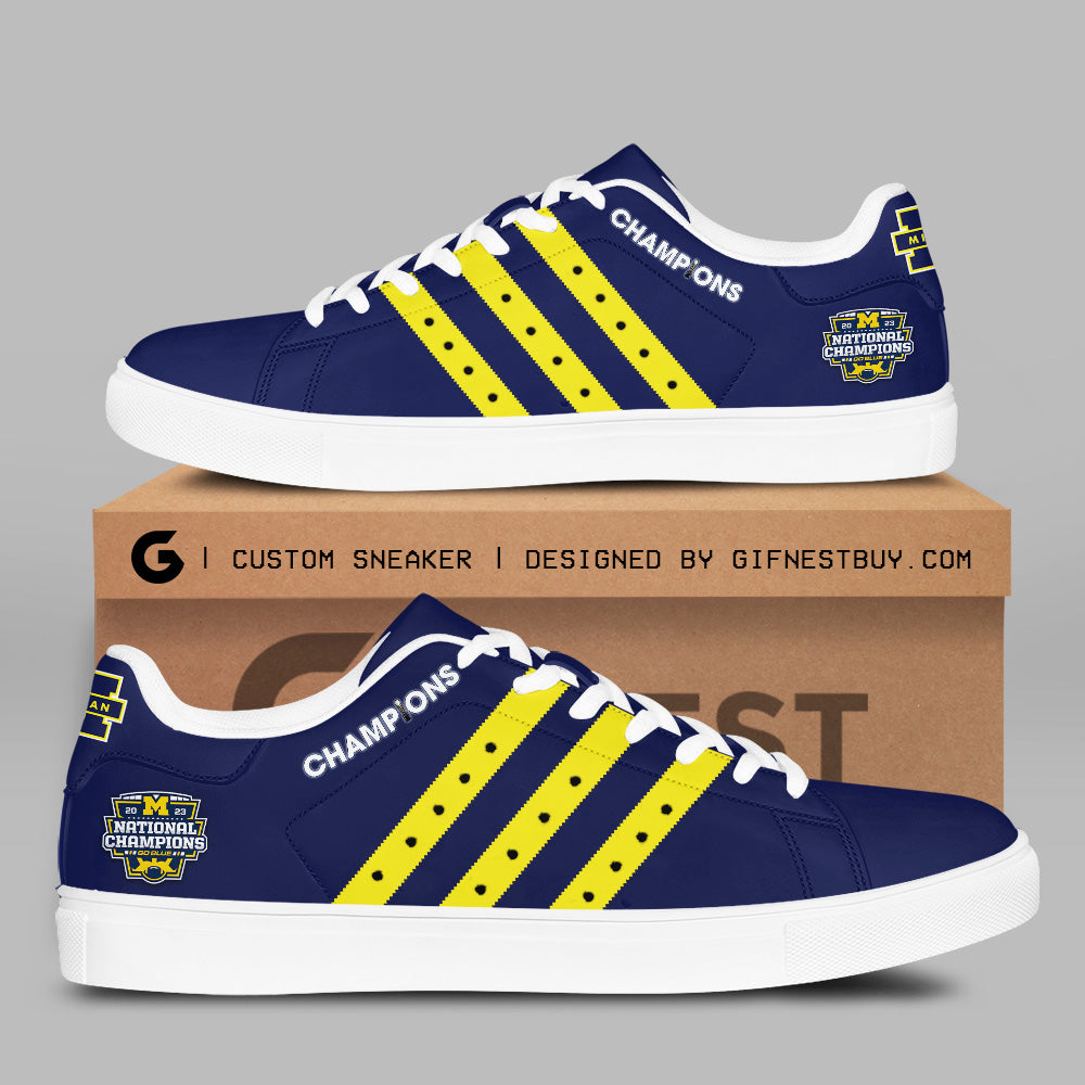 Ideafootwear Michigan Wolverines Skate Stan Shoes Sneakes For Men And Women 3