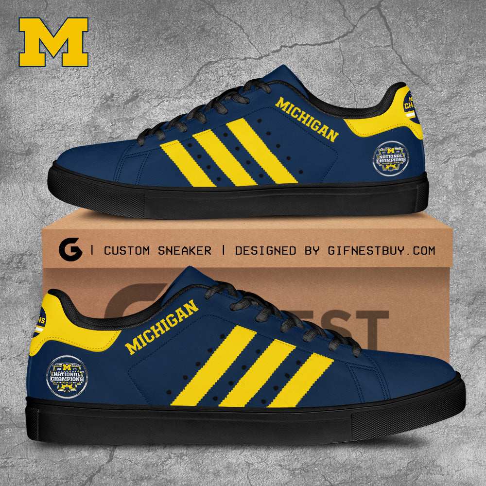 Ideafootwear Michigan Wolverines Skate Stan Shoes Sneakes For Men And Women 2