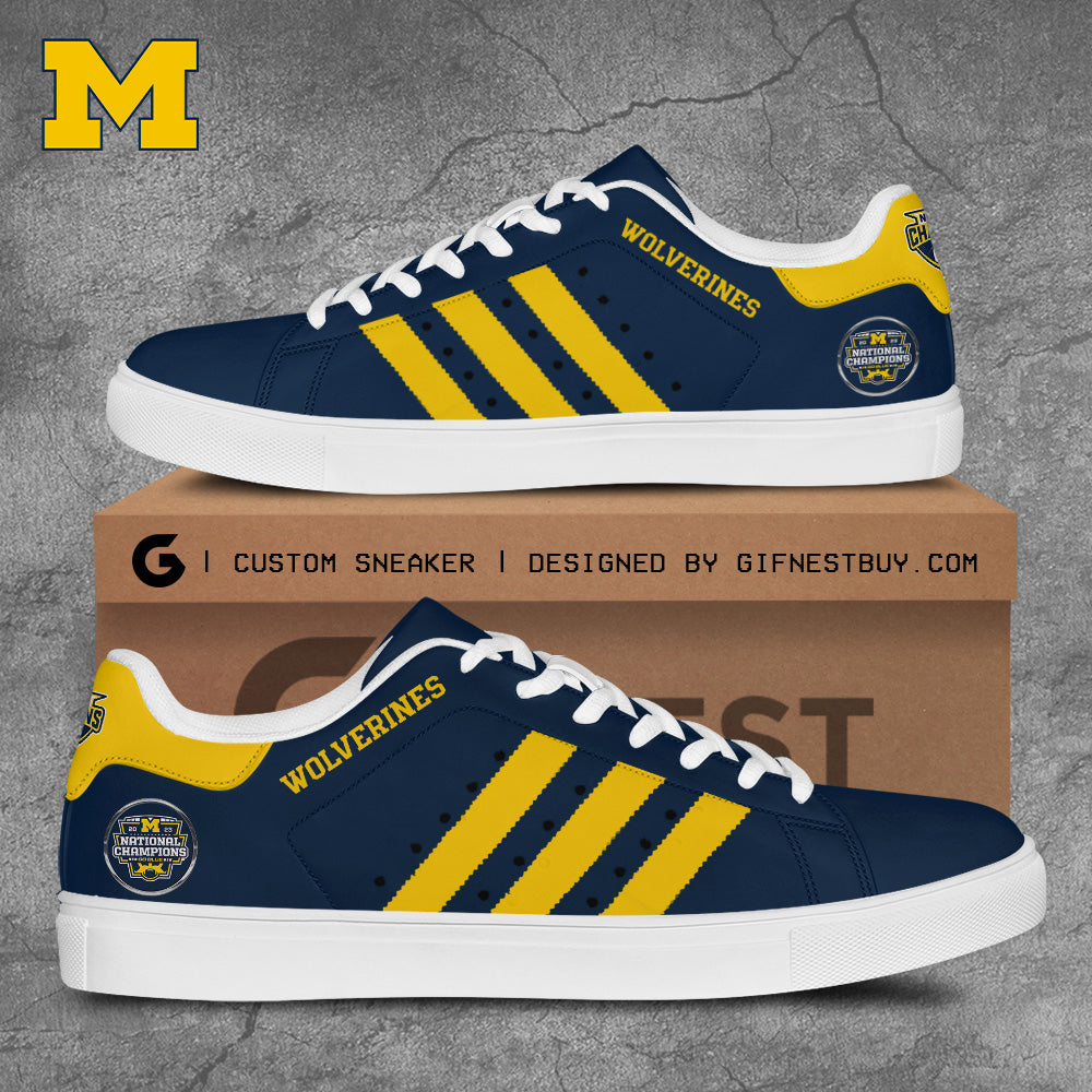 Ideafootwear Michigan Wolverines Skate Stan Shoes Sneakes For Men And Women 5