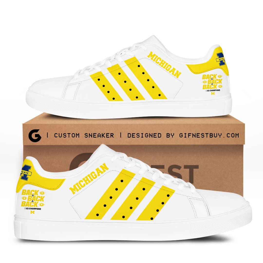 Ideafootwear Michigan Wolverines Skate Stan Shoes Sneakes For Men And Women 4