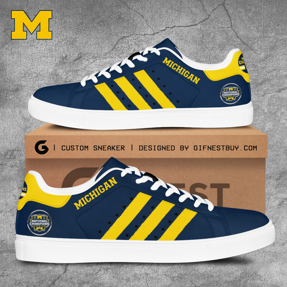 Ideafootwear Michigan Wolverines Skate Stan Shoes Sneakes For Men And Women 2