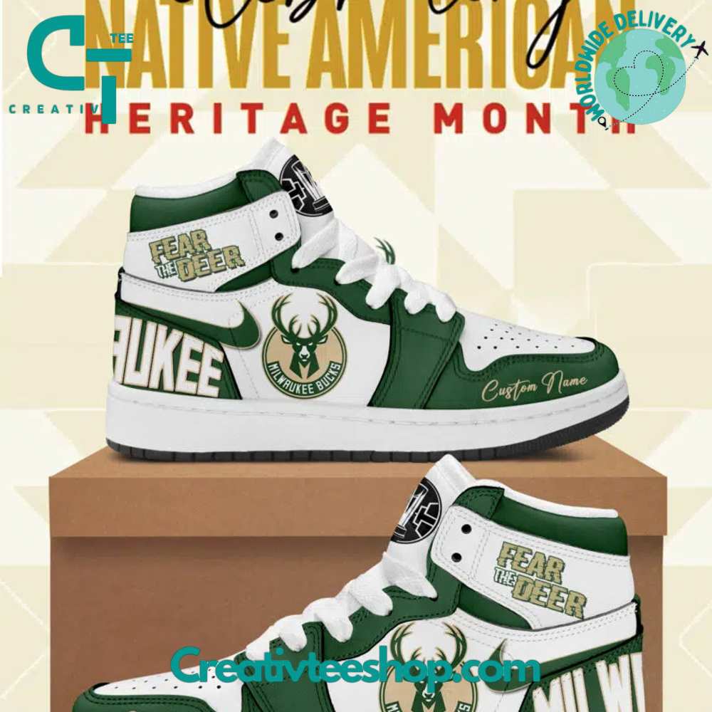 Ideafootwear Milwaukee Bucks AJ1 High Sneakers Shoes For Men And Women 4