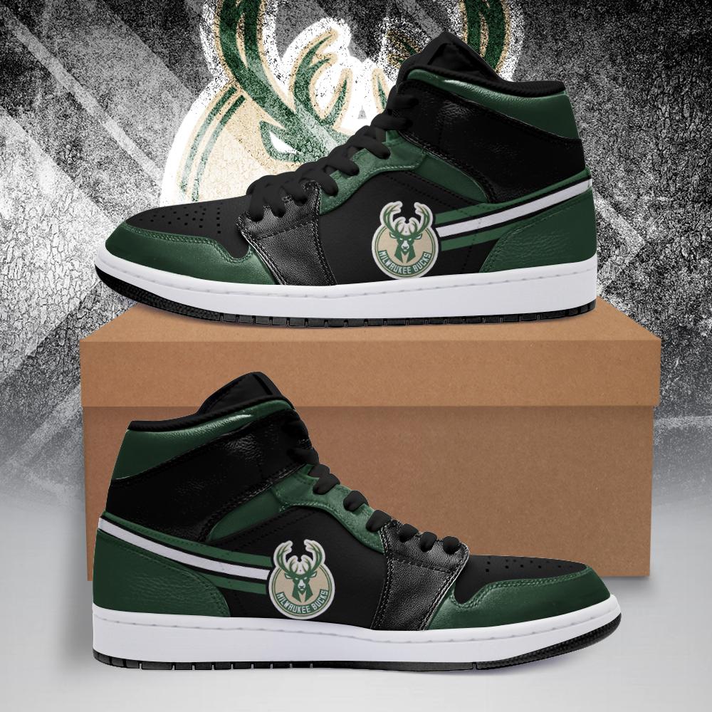 Ideafootwear Milwaukee Bucks NBA AJ1 High Sneakers Shoes For Men And Women 3