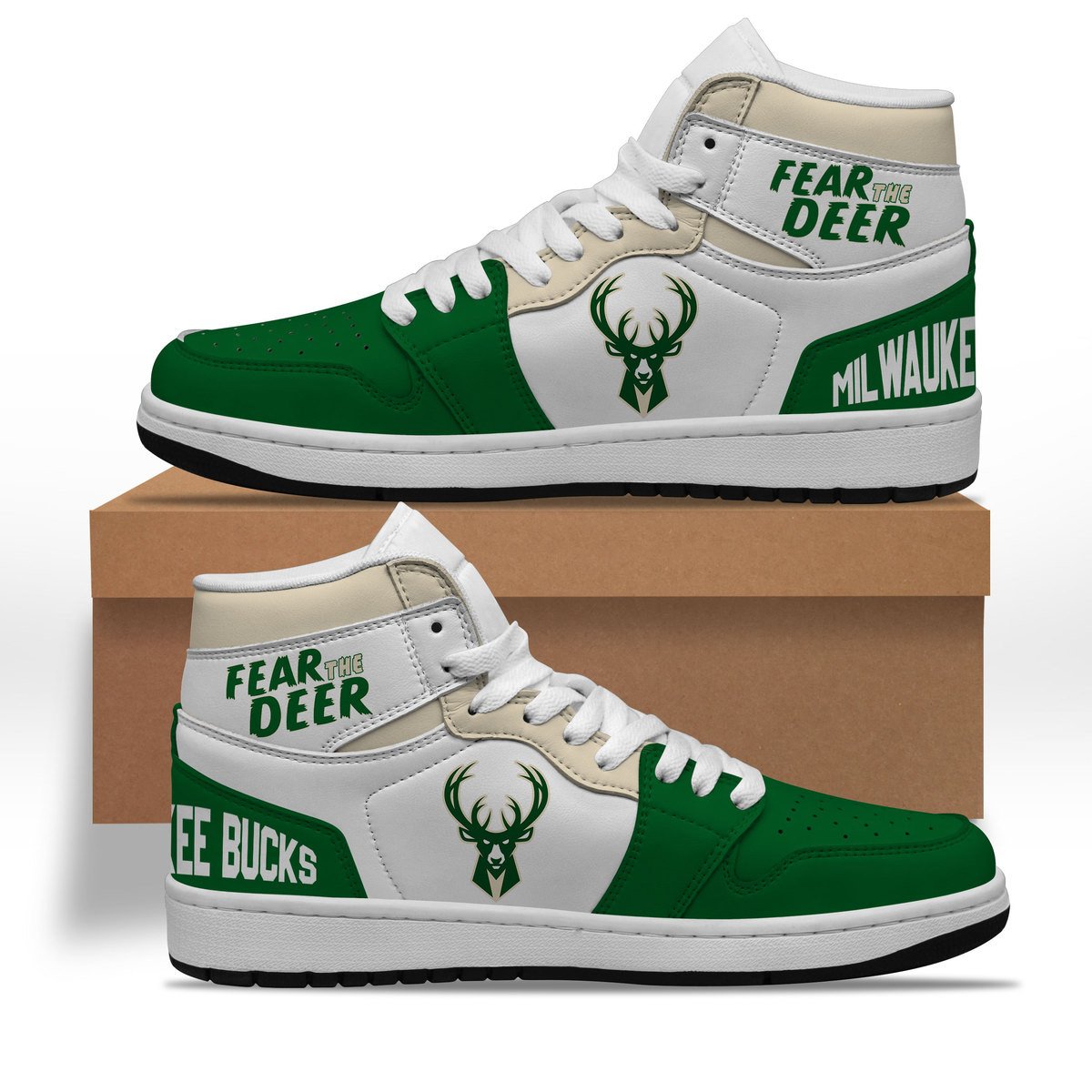 Ideafootwear Milwaukee Bucks AJ1 High Sneakers Shoes For Men And Women 8