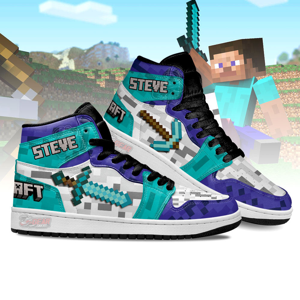 Ideafootwear Minecraft AJ1 High Sneakers Shoes For Men And Women 8
