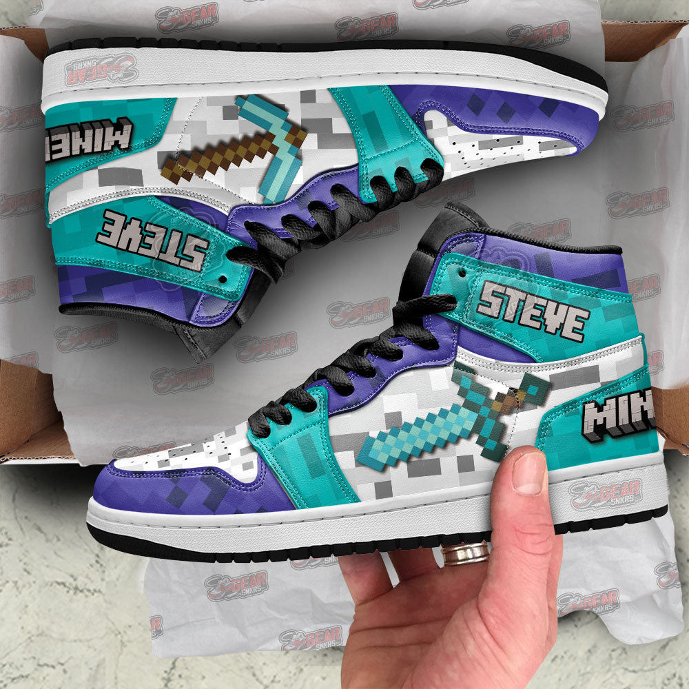 Ideafootwear Minecraft AJ1 High Sneakers Shoes For Men And Women 8
