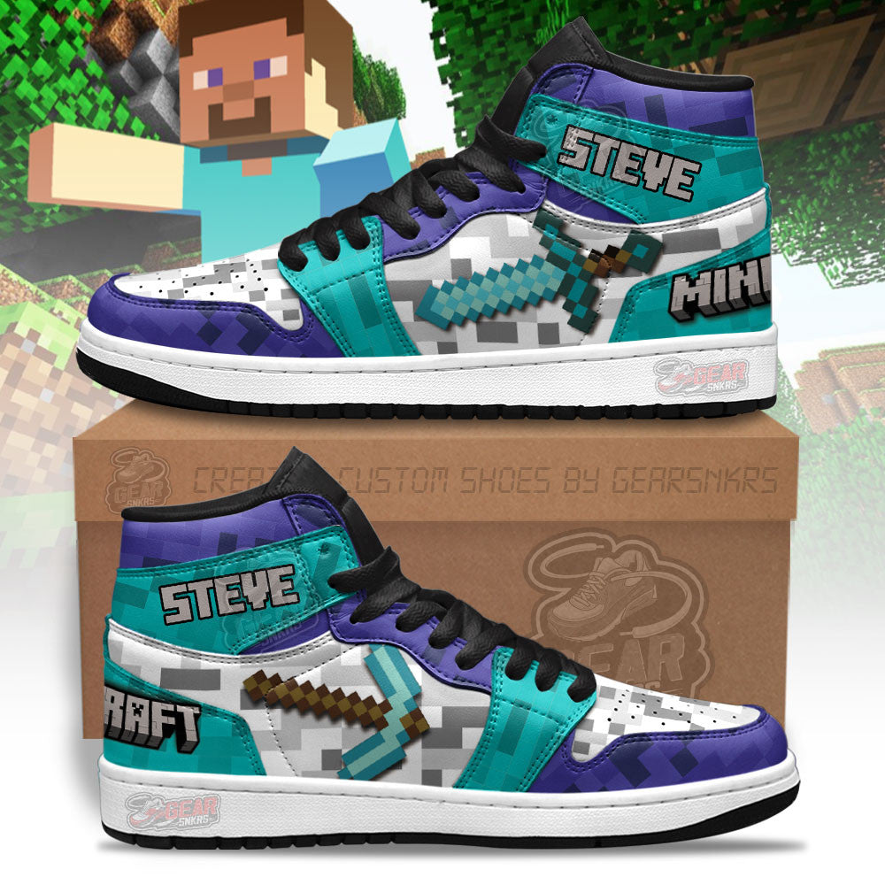 Ideafootwear Minecraft AJ1 High Sneakers Shoes For Men And Women 8