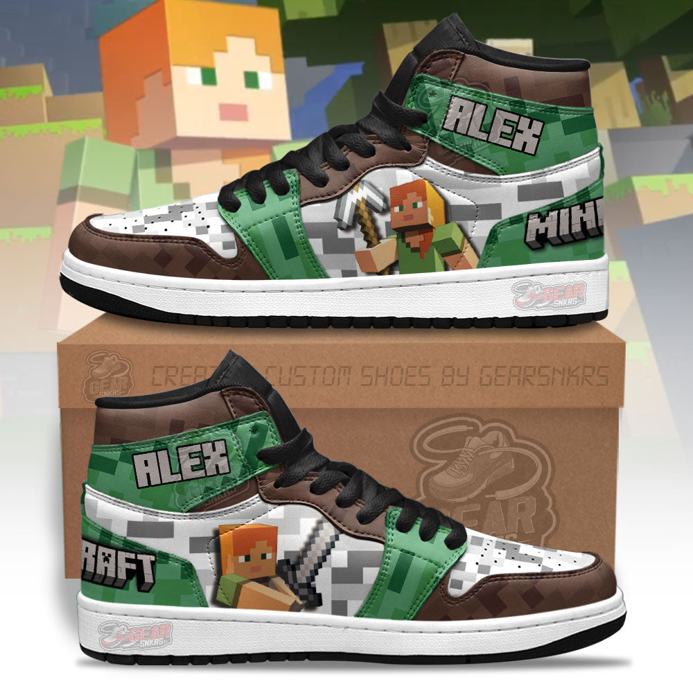 Ideafootwear Minecraft AJ1 High Sneakers Shoes For Men And Women 15