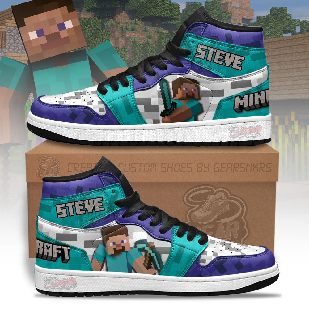 Ideafootwear Minecraft AJ1 High Sneakers Shoes For Men And Women 7