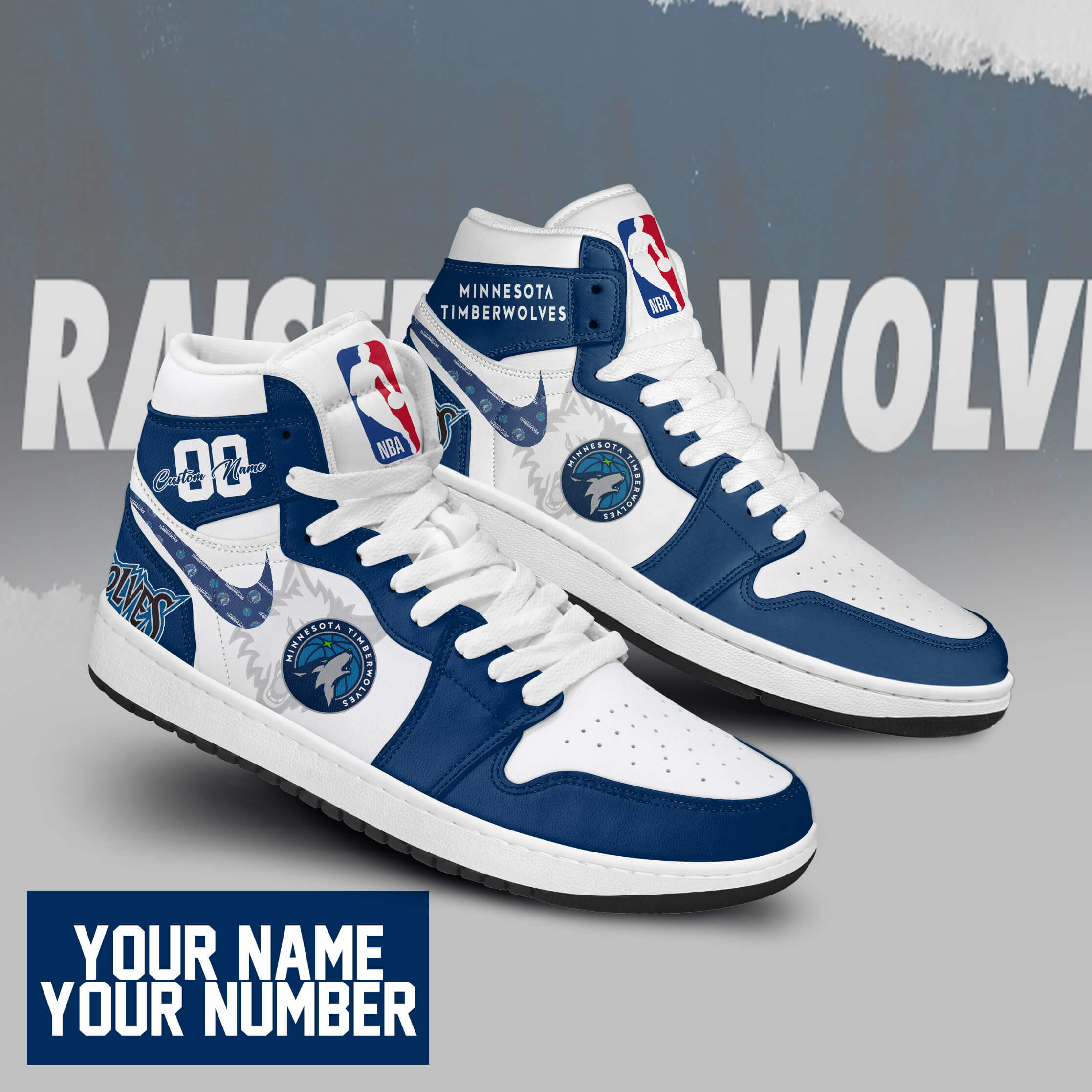 Ideafootwear Minnesota Timberwolves AJ1 High Sneakers Shoes For Men And Women 1