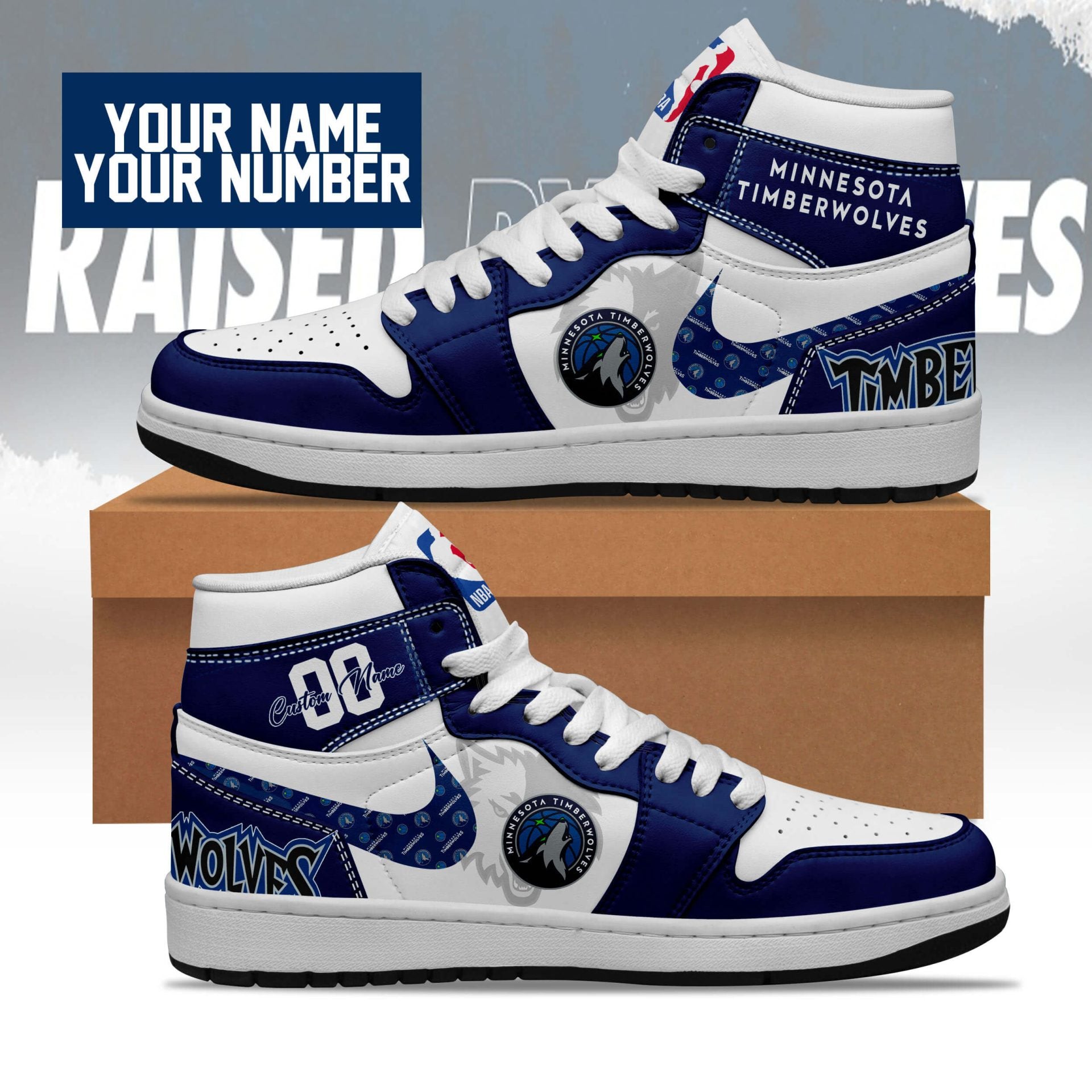 Ideafootwear Minnesota Timberwolves AJ1 High Sneakers Shoes For Men And Women 1