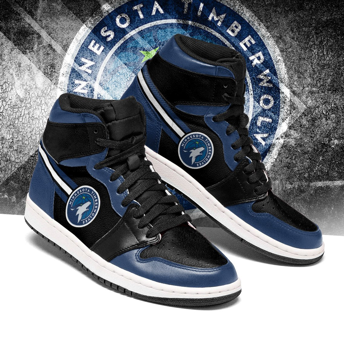 Ideafootwear Minnesota Timberwolves NBA AJ1 High Sneakers Shoes For Men And Women 8