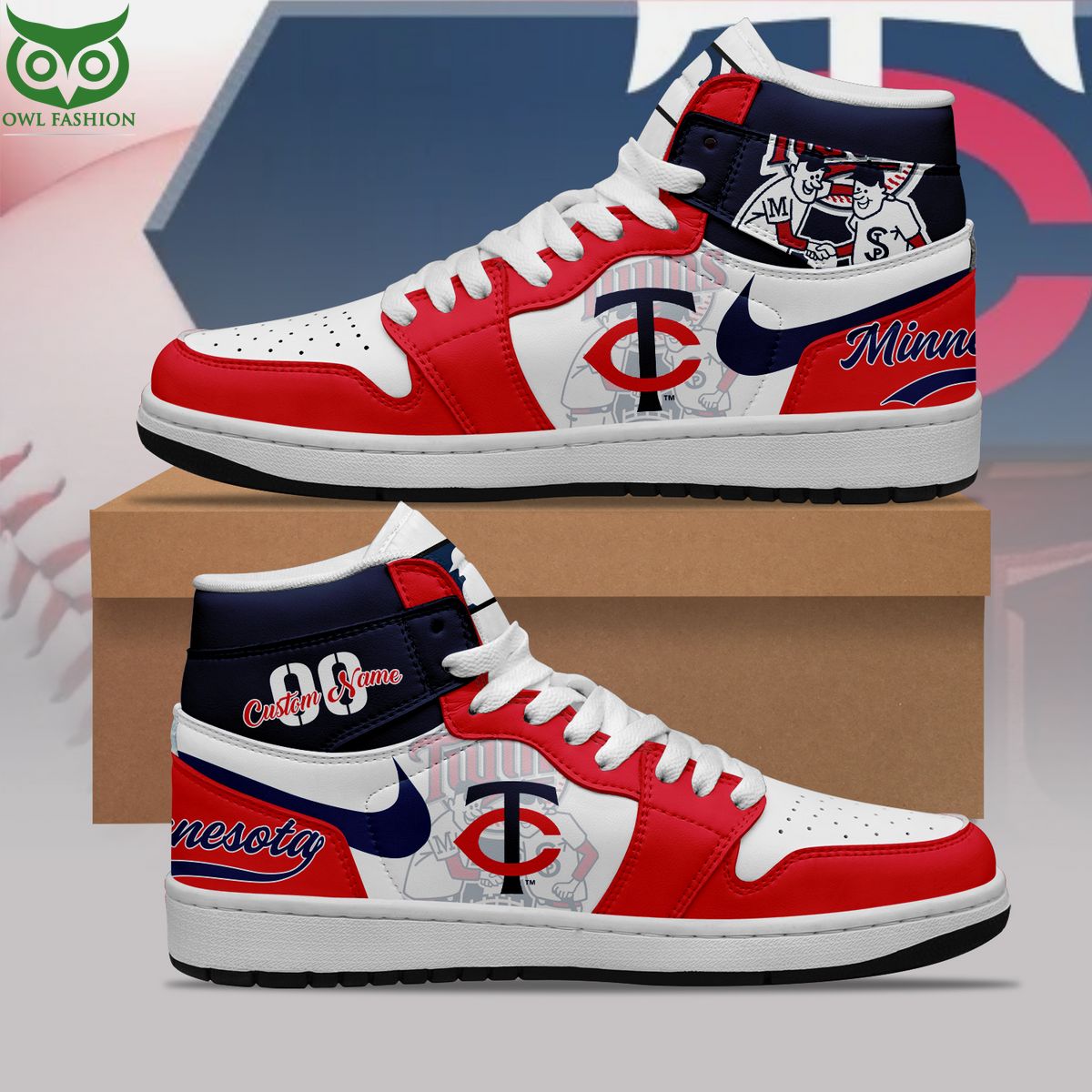 Ideafootwear Minnesota Twins AJ1 High Sneakers Shoes For Men And Women 7