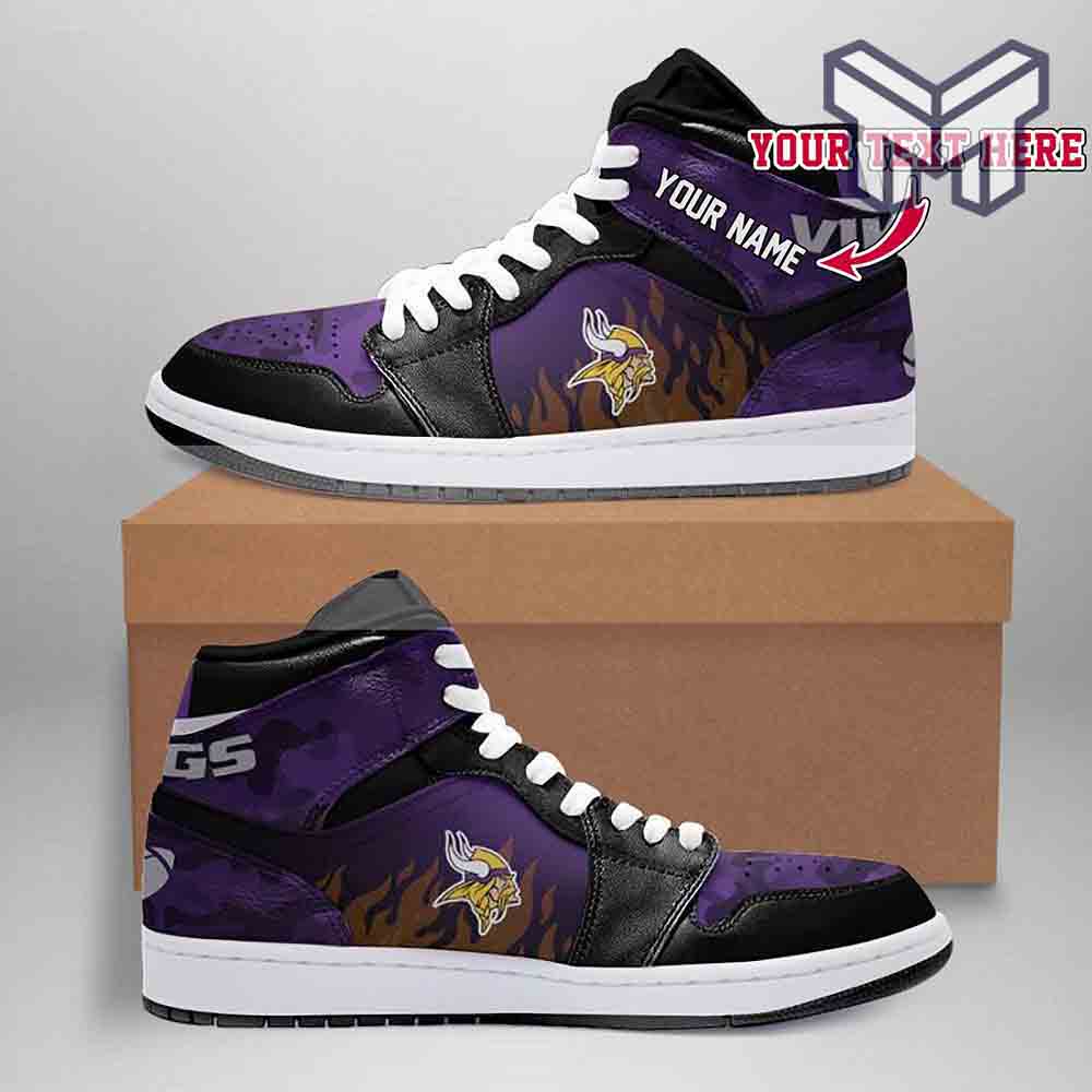 Ideafootwear Minnesota Vikings AJ1 High Sneakers Shoes For Men And Women 4
