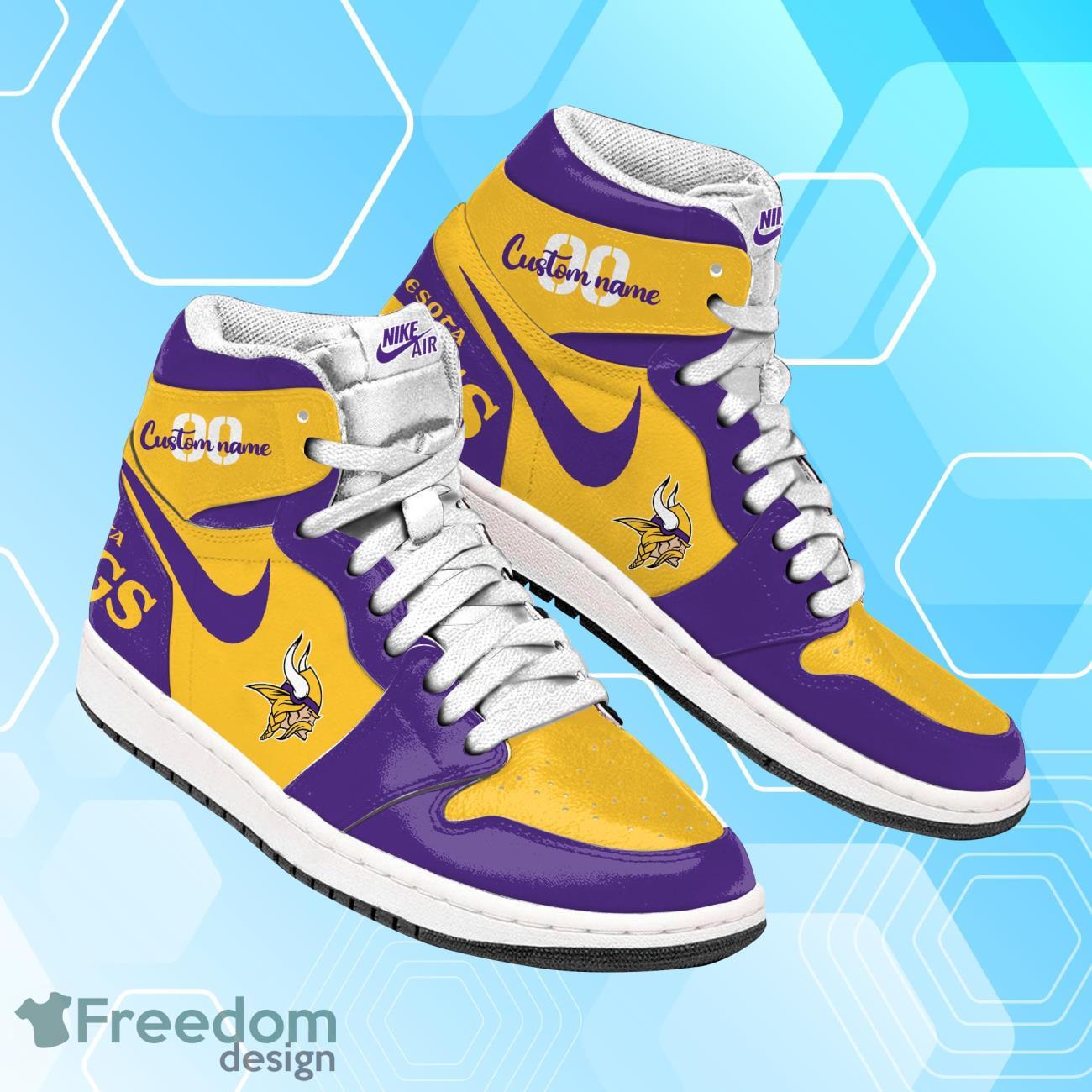Ideafootwear Minnesota Vikings AJ1 High Sneakers Shoes For Men And Women 2