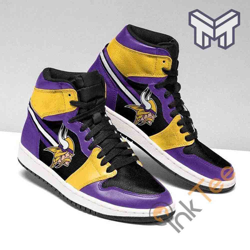 Ideafootwear Minnesota Vikings AJ1 High Sneakers Shoes For Men And Women 11