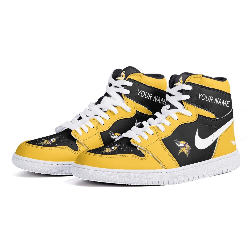 Ideafootwear Minnesota Vikings AJ1 High Sneakers Shoes For Men And Women 10