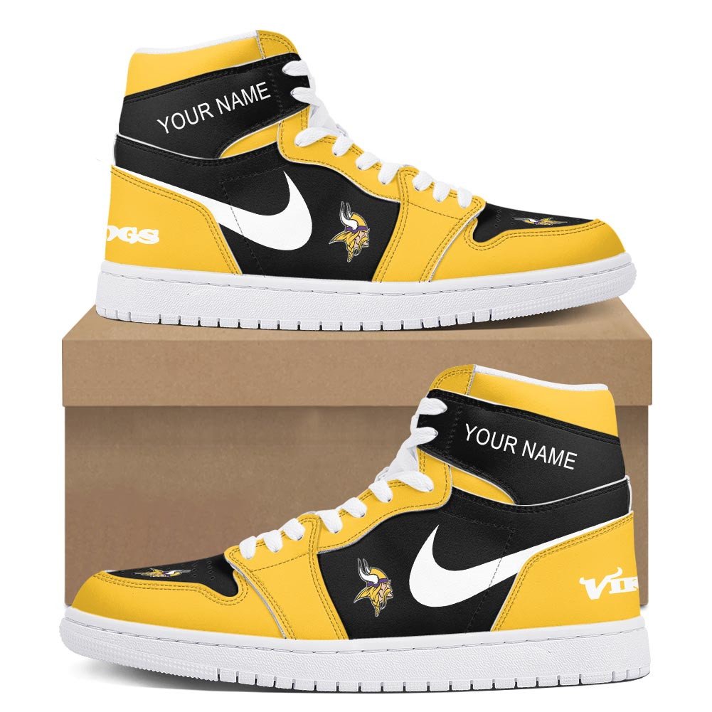 Ideafootwear Minnesota Vikings AJ1 High Sneakers Shoes For Men And Women 10