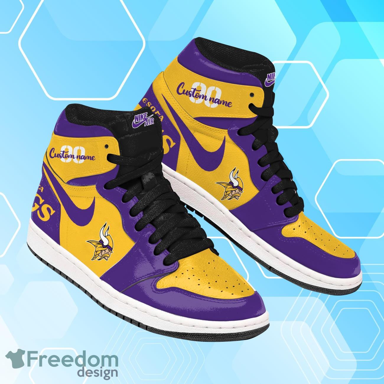 Ideafootwear Minnesota Vikings AJ1 High Sneakers Shoes For Men And Women 1
