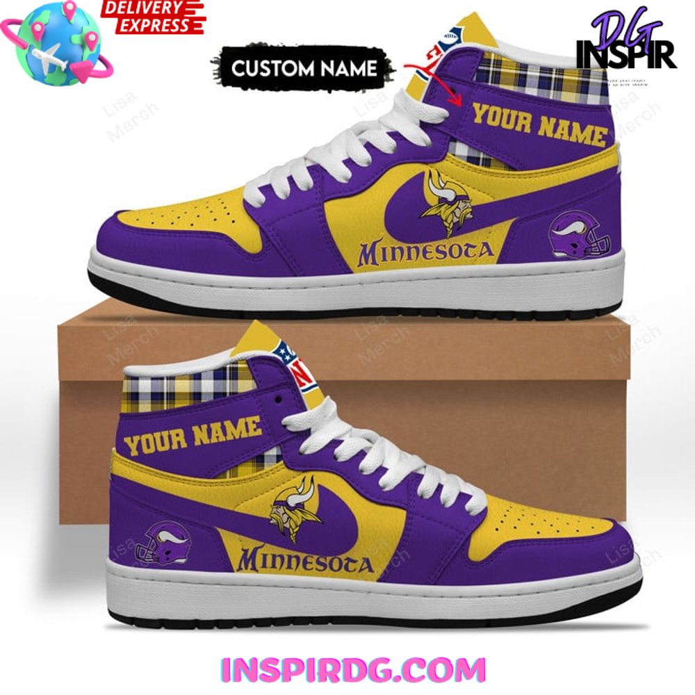 Ideafootwear Minnesota Vikings AJ1 High Sneakers Shoes For Men And Women 8