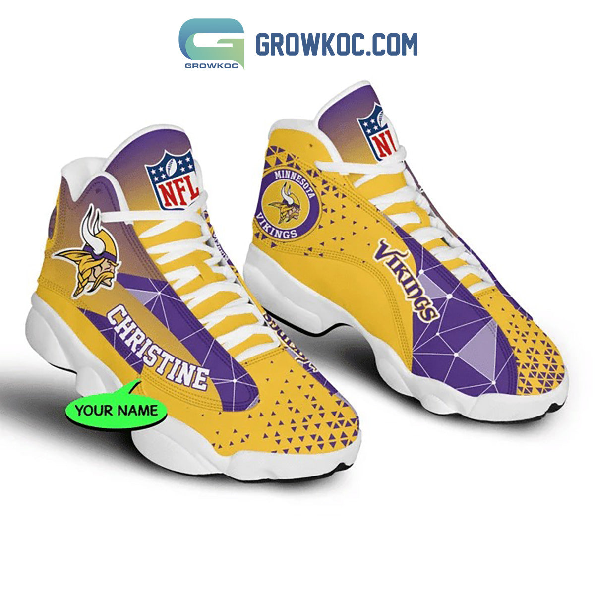 Ideafootwear Minnesota Vikings AJ13 Sneakers Shoes For Men And Women 3