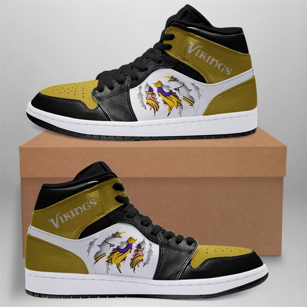 Ideafootwear Minnesota Vikings NFL AJ1 High Sneakers Shoes For Men And Women 1