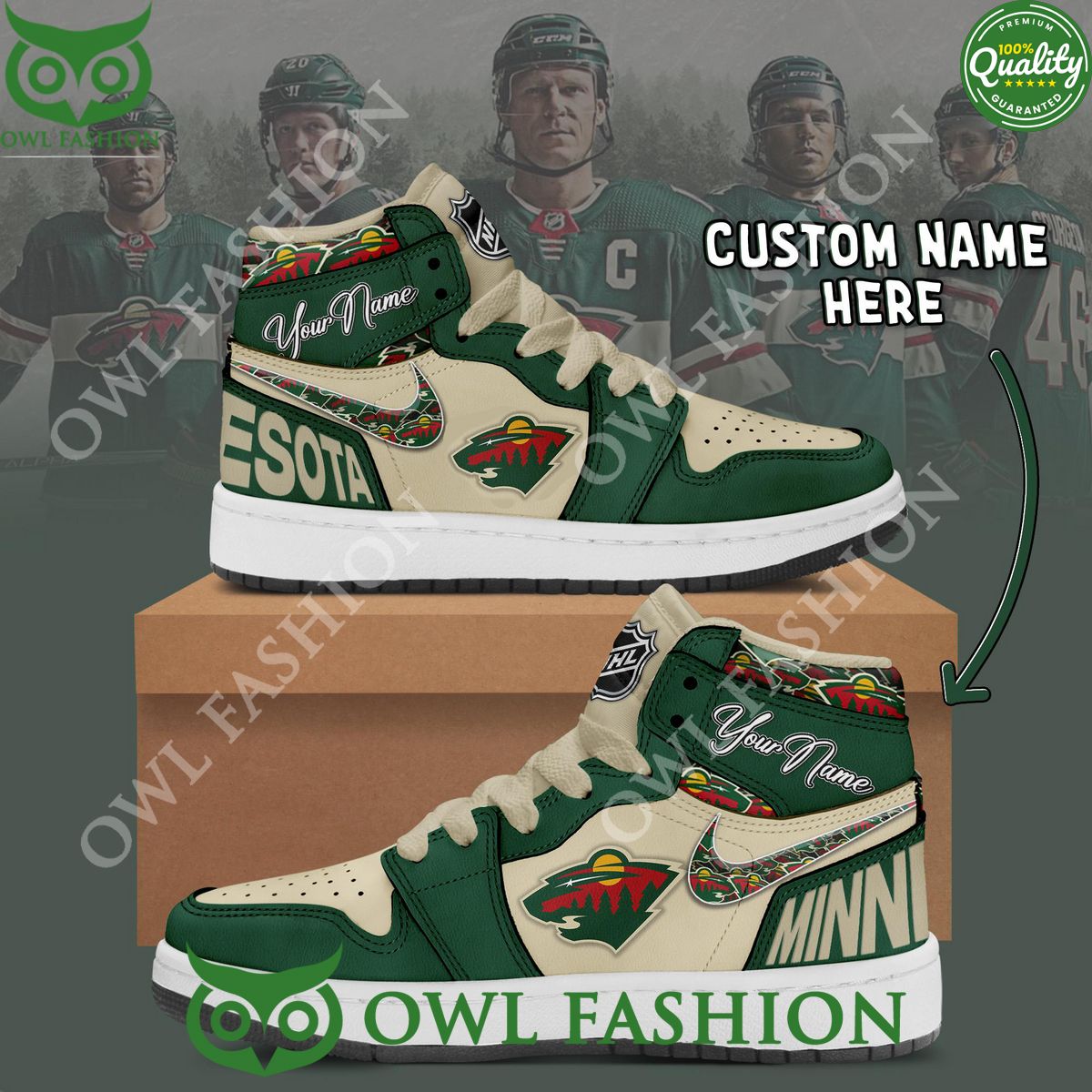 Ideafootwear Minnesota Wild AJ1 High Sneakers Shoes For Men And Women 6