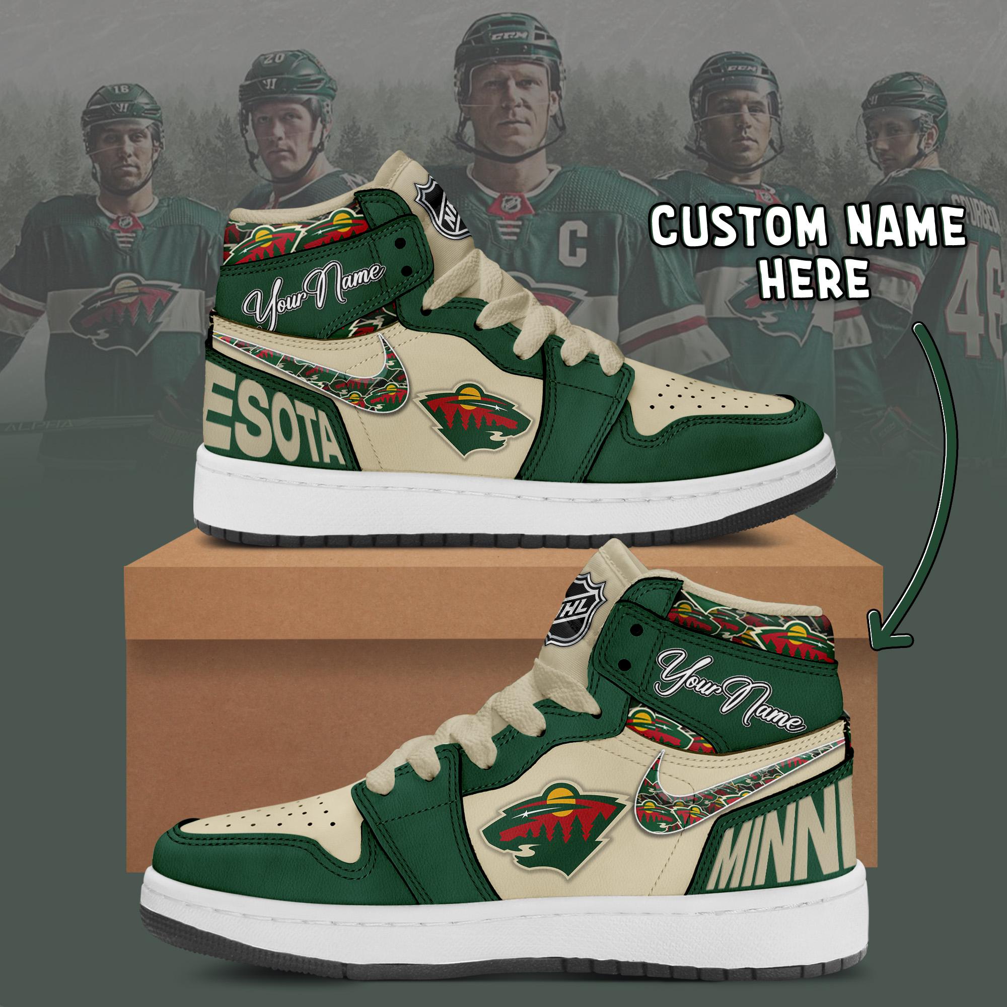 Ideafootwear Minnesota Wild AJ1 High Sneakers Shoes For Men And Women 2