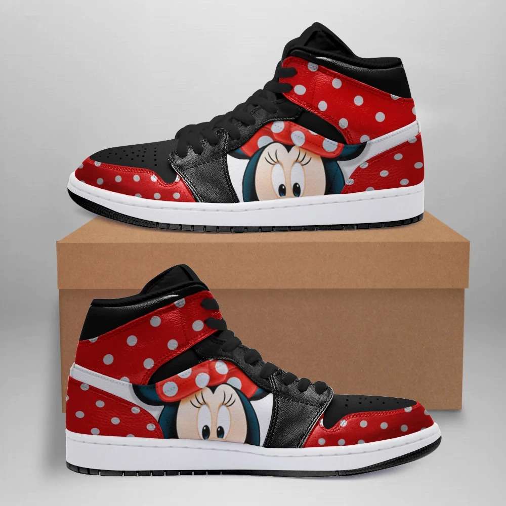 Ideafootwear Minnie Mouse AJ1 High Sneakers Shoes For Men And Women 1