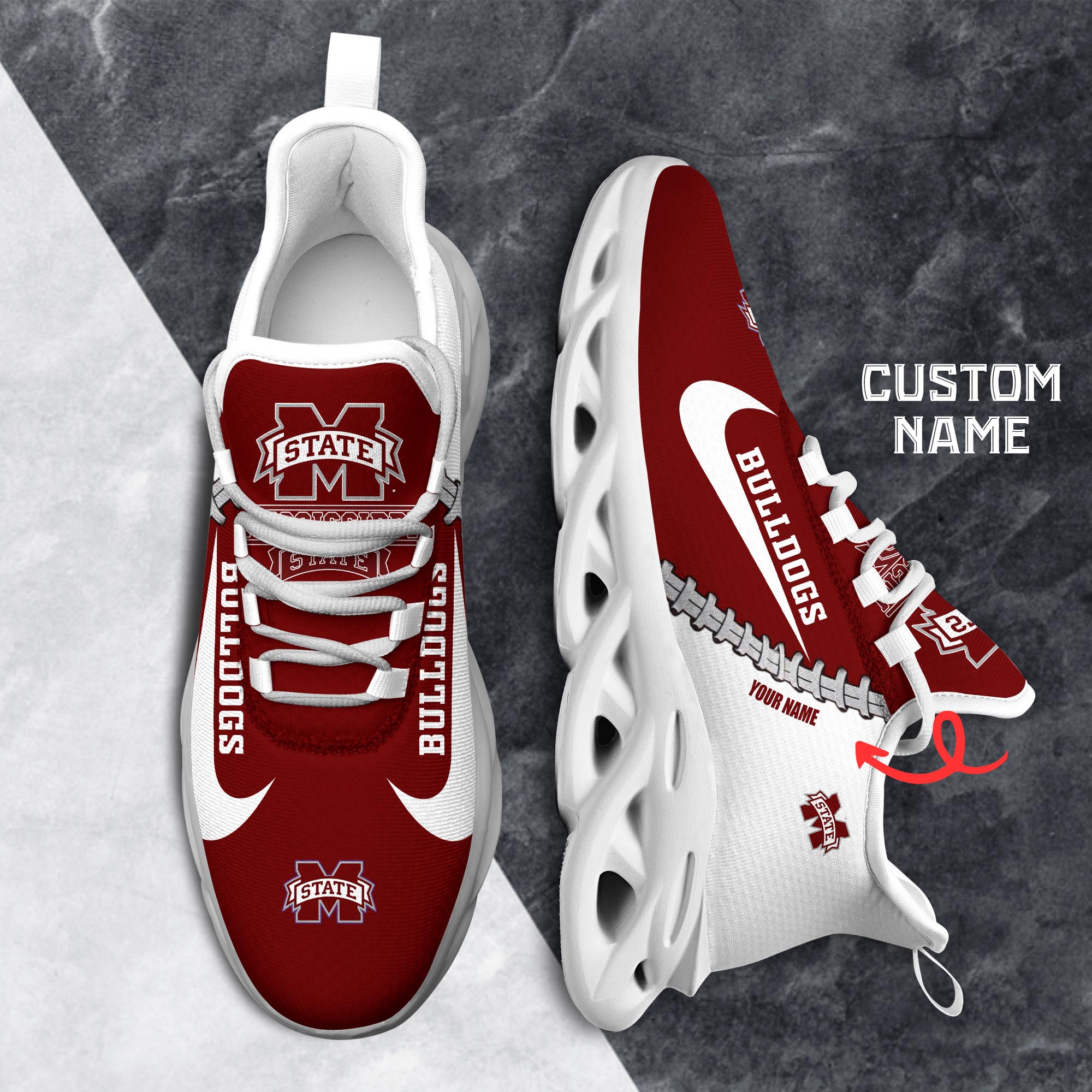 Ideafootwear Mississippi State Bulldogs Max Soul Shoes Sneakers For Men And Women 2