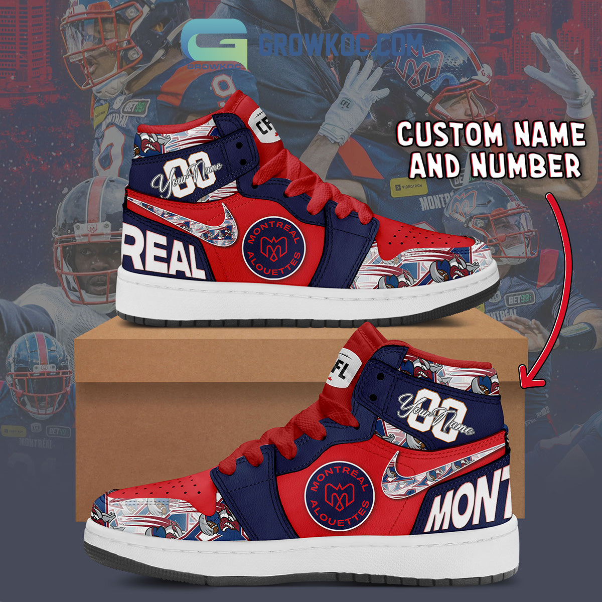 Ideafootwear Montreal Alouettes AJ1 High Sneakers Shoes For Men And Women 1