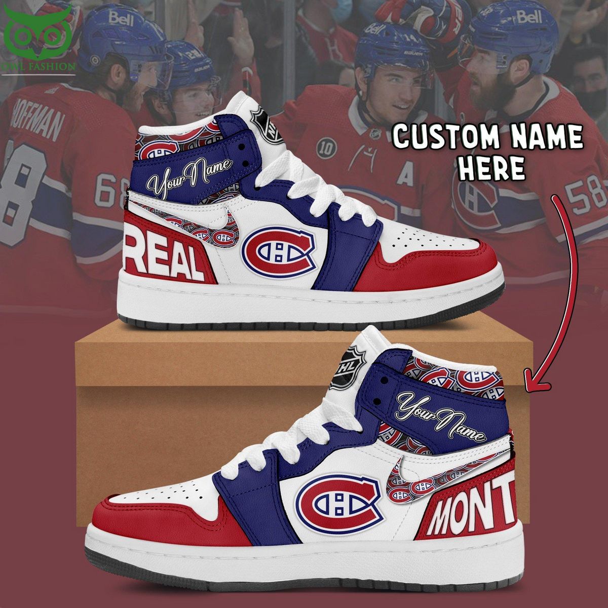 Ideafootwear Montreal Canadiens AJ1 High Sneakers Shoes For Men And Women 7