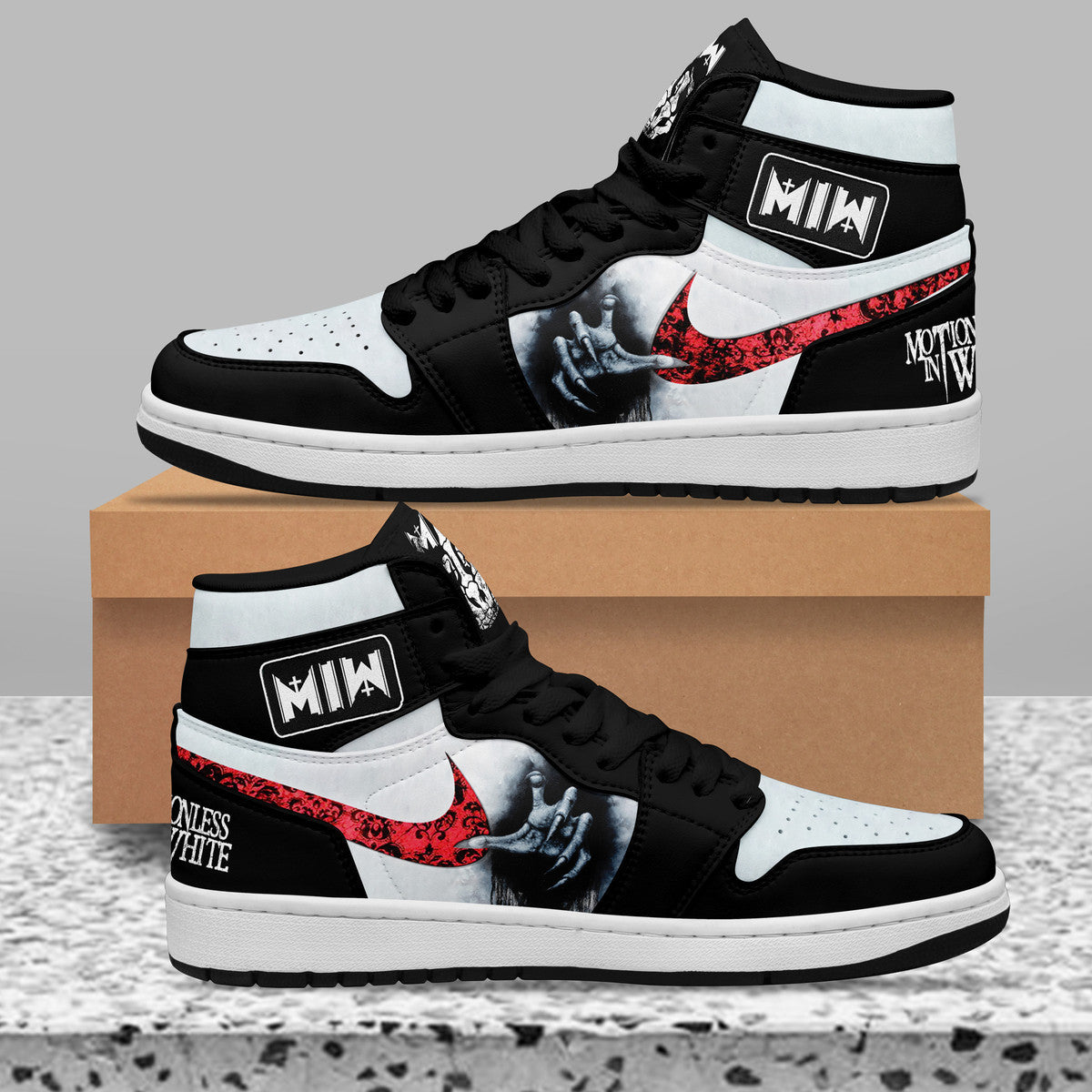 Ideafootwear Motionless in White AJ1 High Sneakers Shoes For Men And Women 2