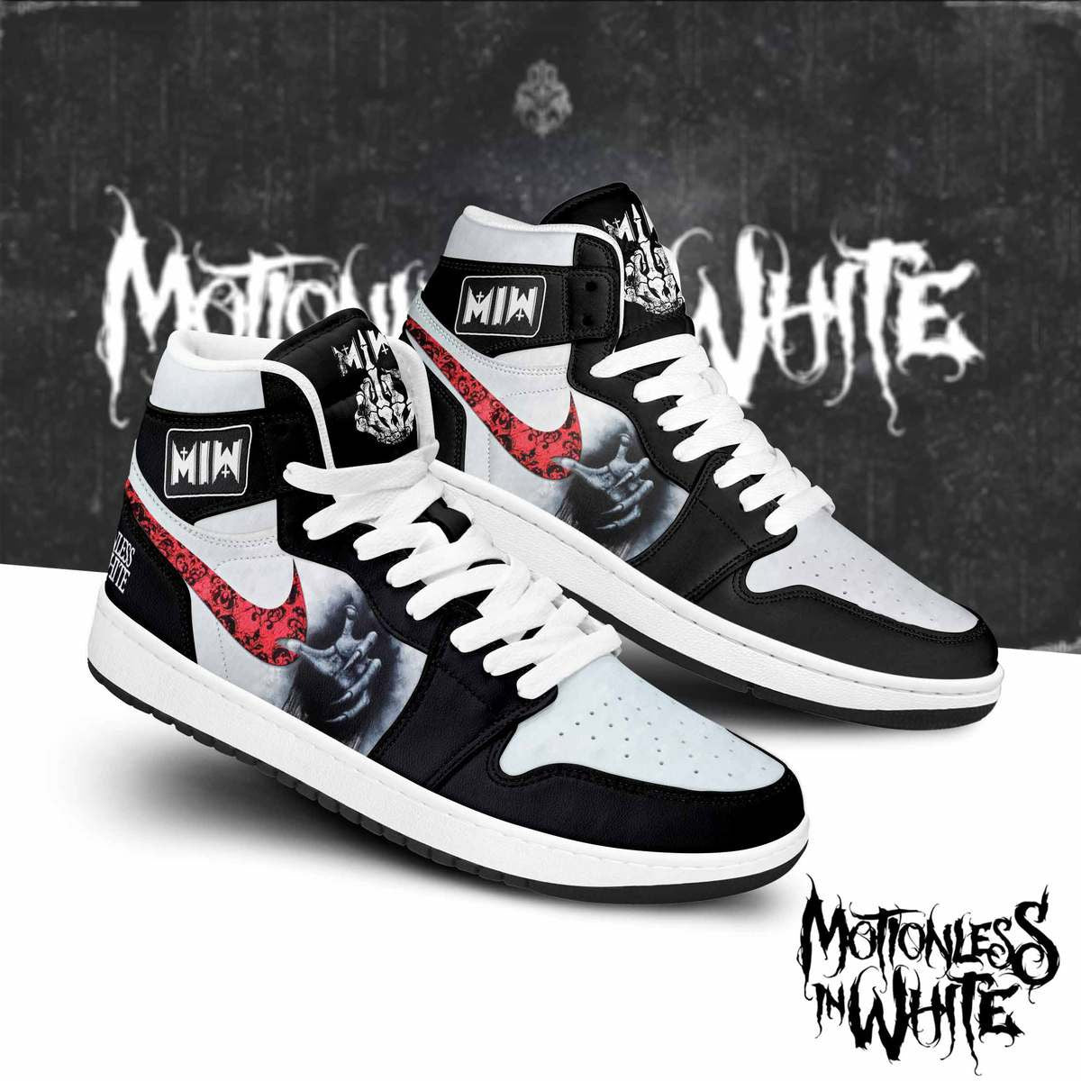 Ideafootwear Motionless in White AJ1 High Sneakers Shoes For Men And Women 1