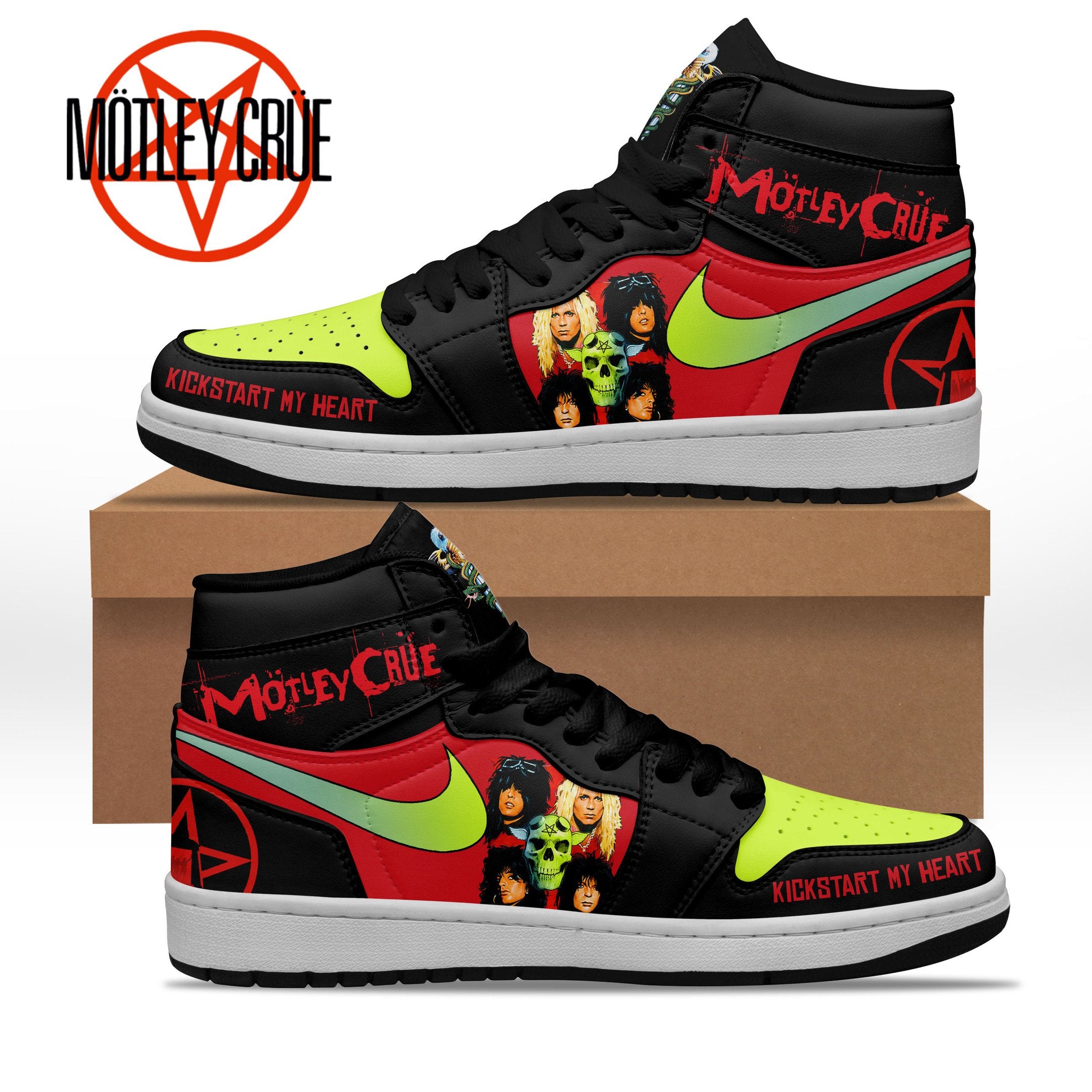Ideafootwear Motley Crue AJ1 High Sneakers Shoes For Men And Women 2