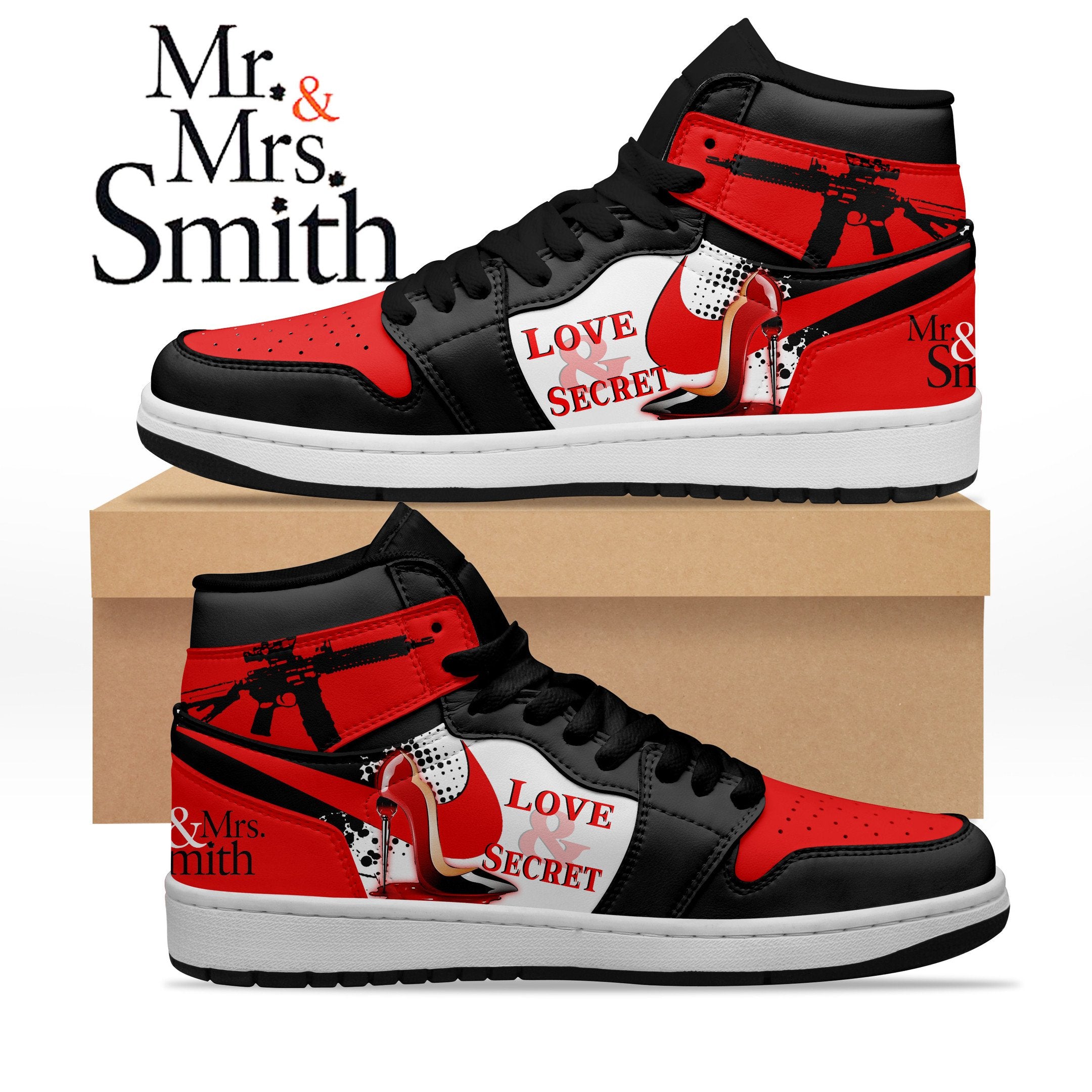 Ideafootwear Mr. & Mrs. Smith AJ1 High Sneakers Shoes For Men And Women 1